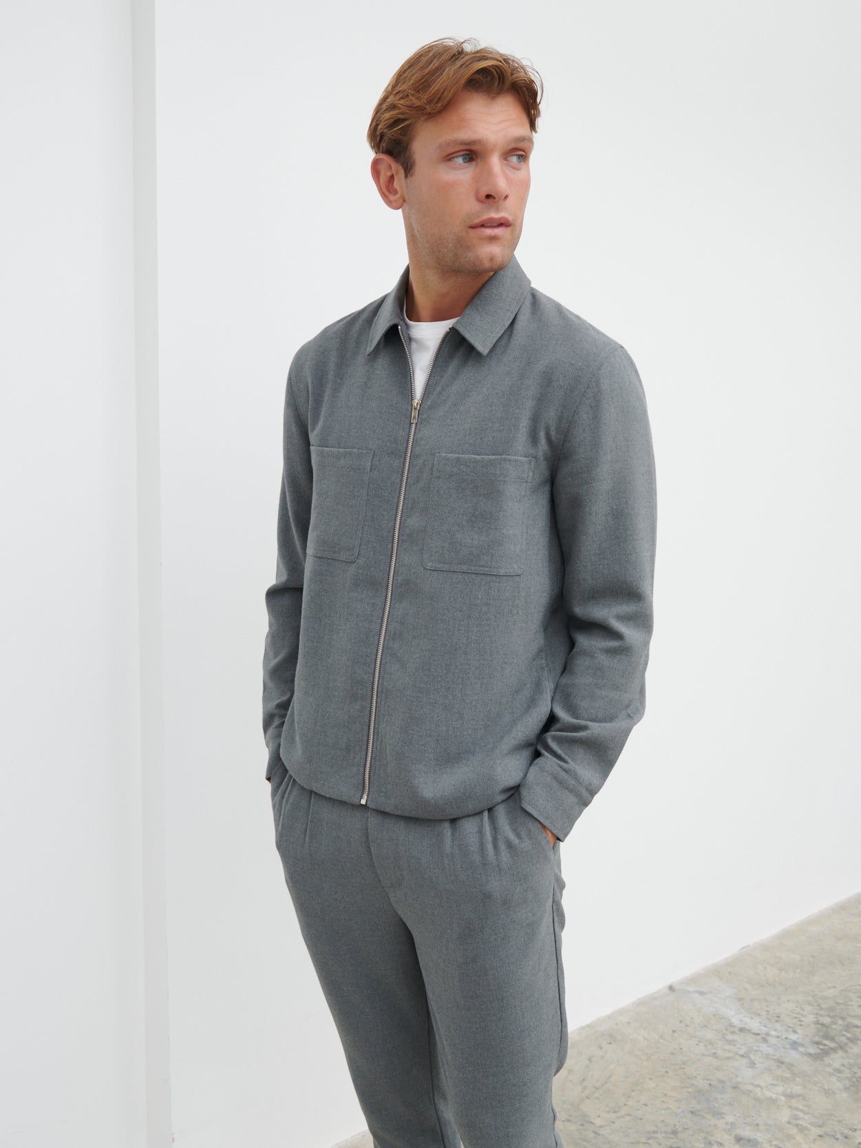 Malcolm Collared Jacket - Grey Melange