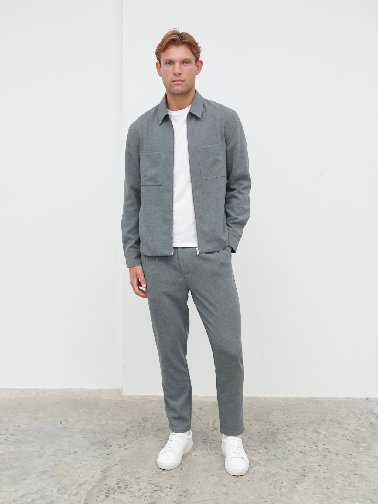 Malcolm Collared Jacket - Grey Melange