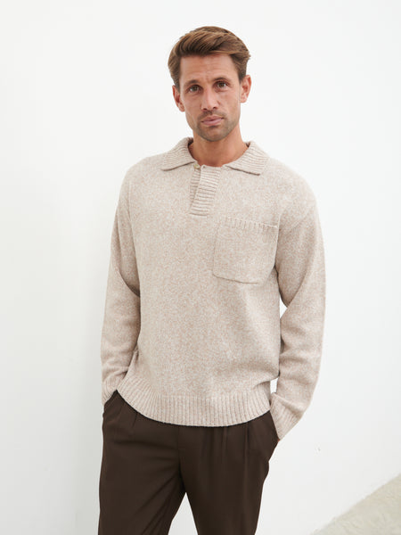 Maynard Pocket Detail Knit Jumper - Light Beige Marl – Nobl