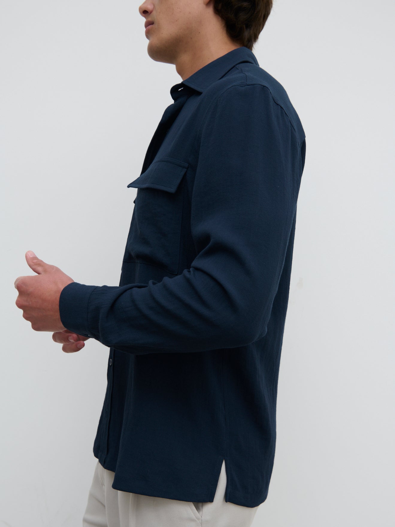 Milo Pocket Long Sleeve Shirt - Navy