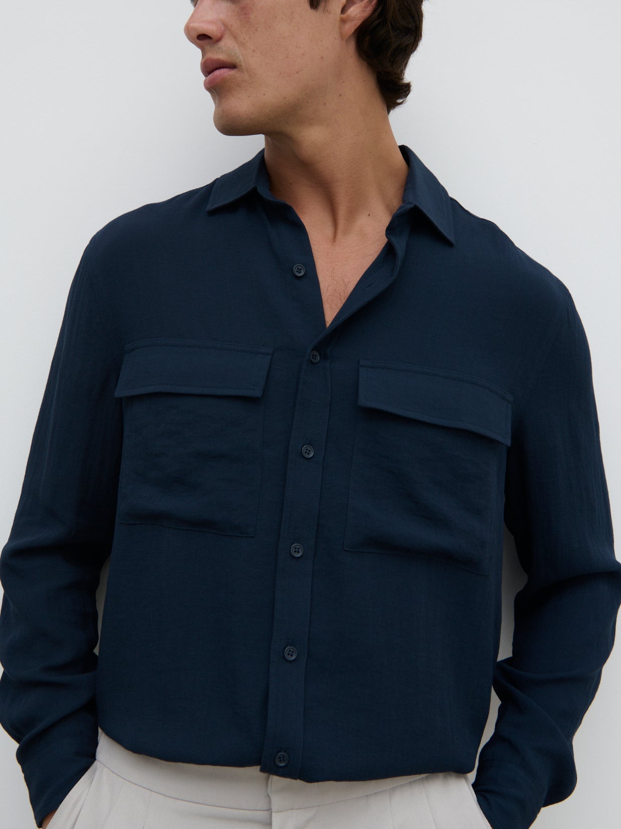 Milo Pocket Long Sleeve Shirt - Navy