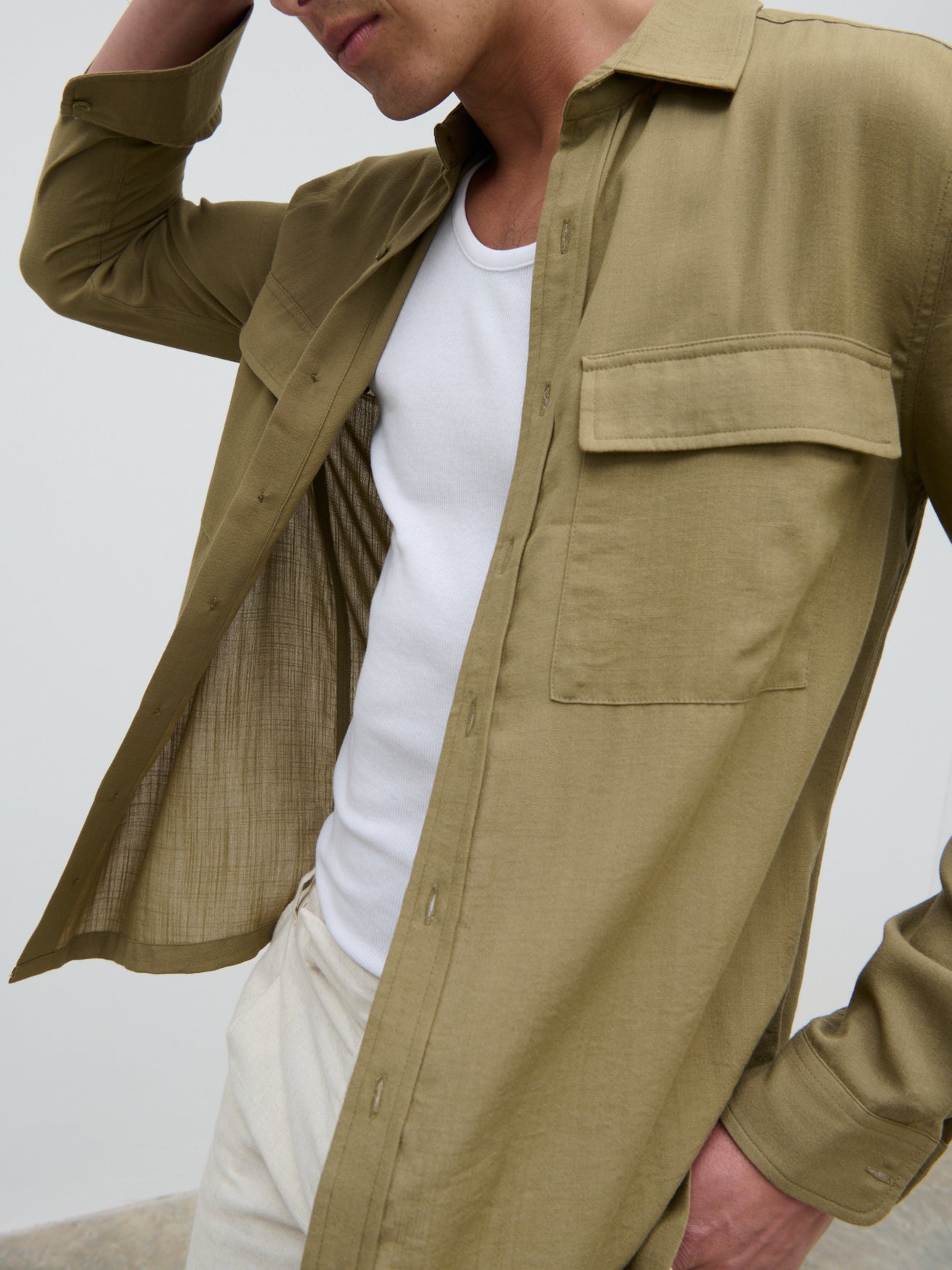 Milo Pocket Long Sleeve Shirt - Dark Olive
