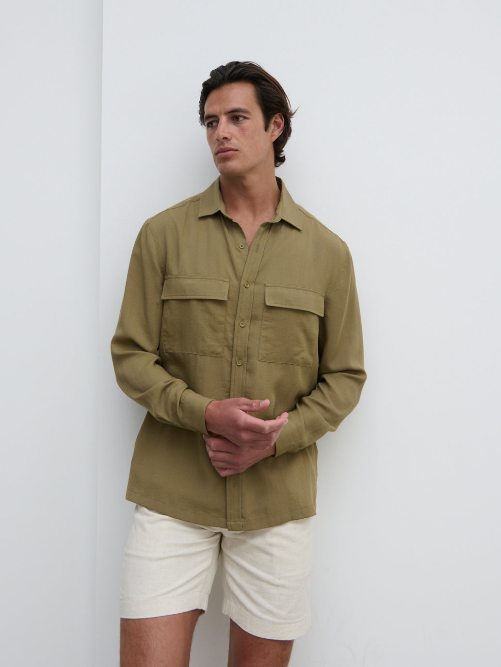 Milo Pocket Long Sleeve Shirt - Dark Olive