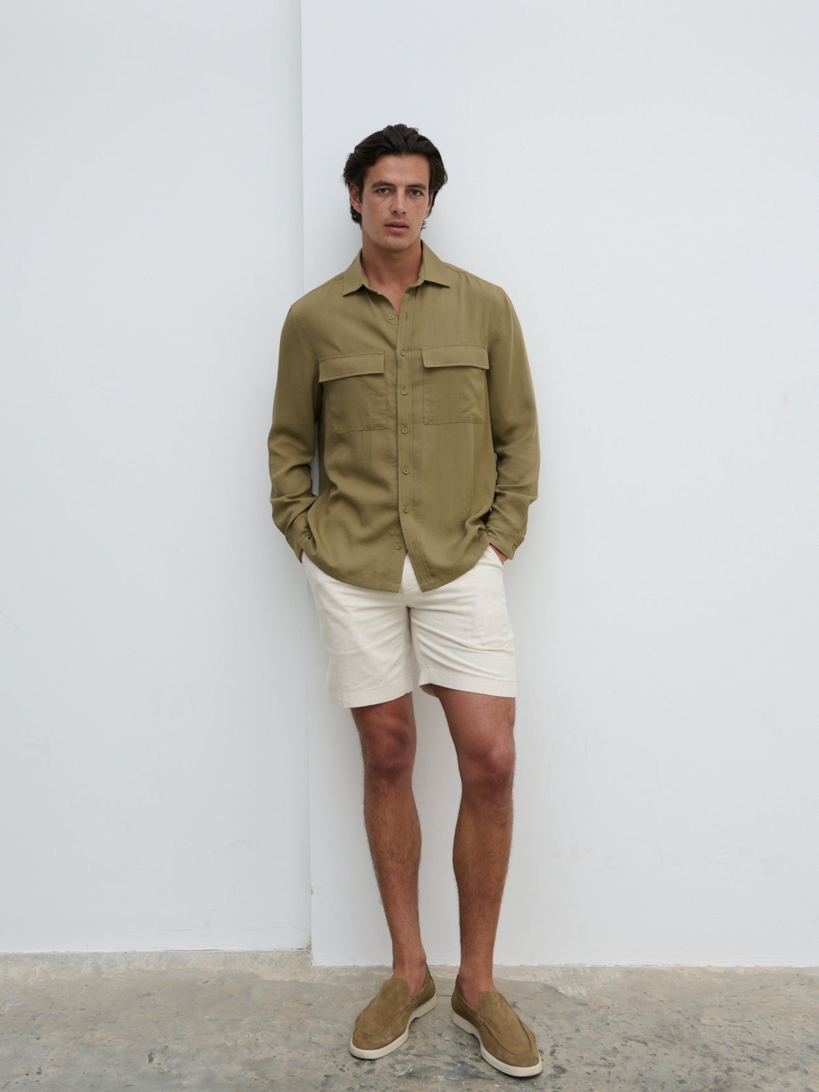 Milo Pocket Long Sleeve Shirt - Dark Olive