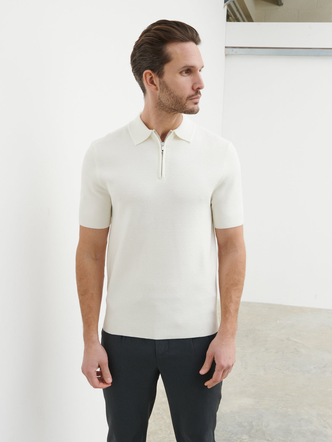 Nolan Textured Zip Polo