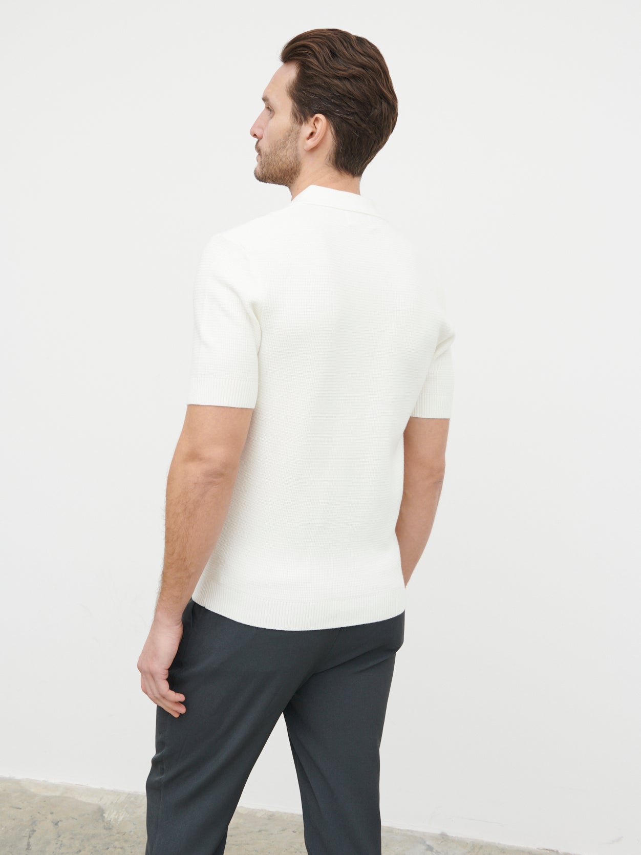 Nolan Textured Zip Polo - Cream