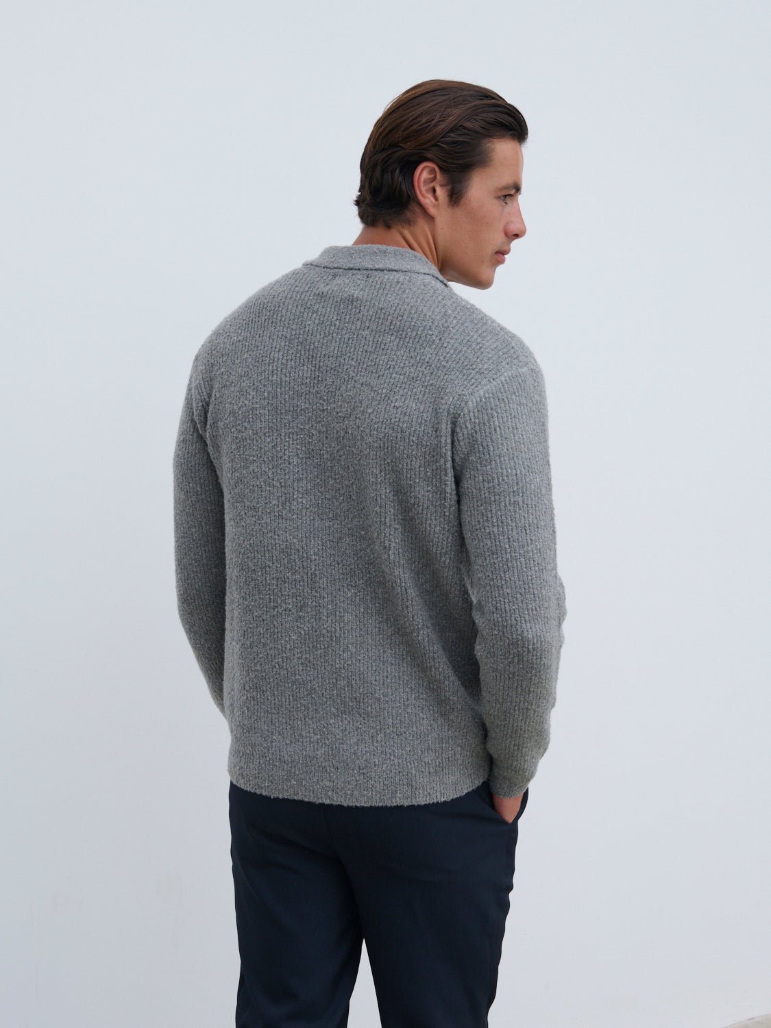 Otto Oversized Knit Polo - Charcoal