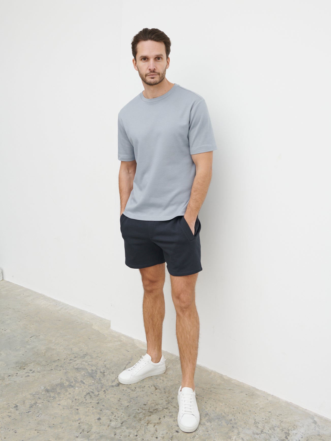 Tobias Relaxed Cotton T-shirt - Grey Blue