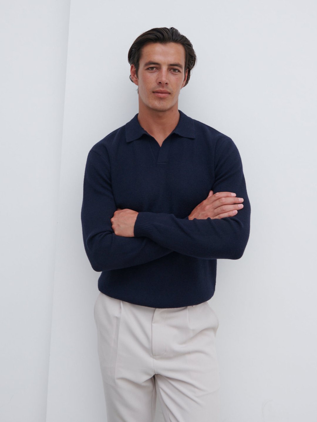 Owen Long Sleeve Knit Polo - Navy