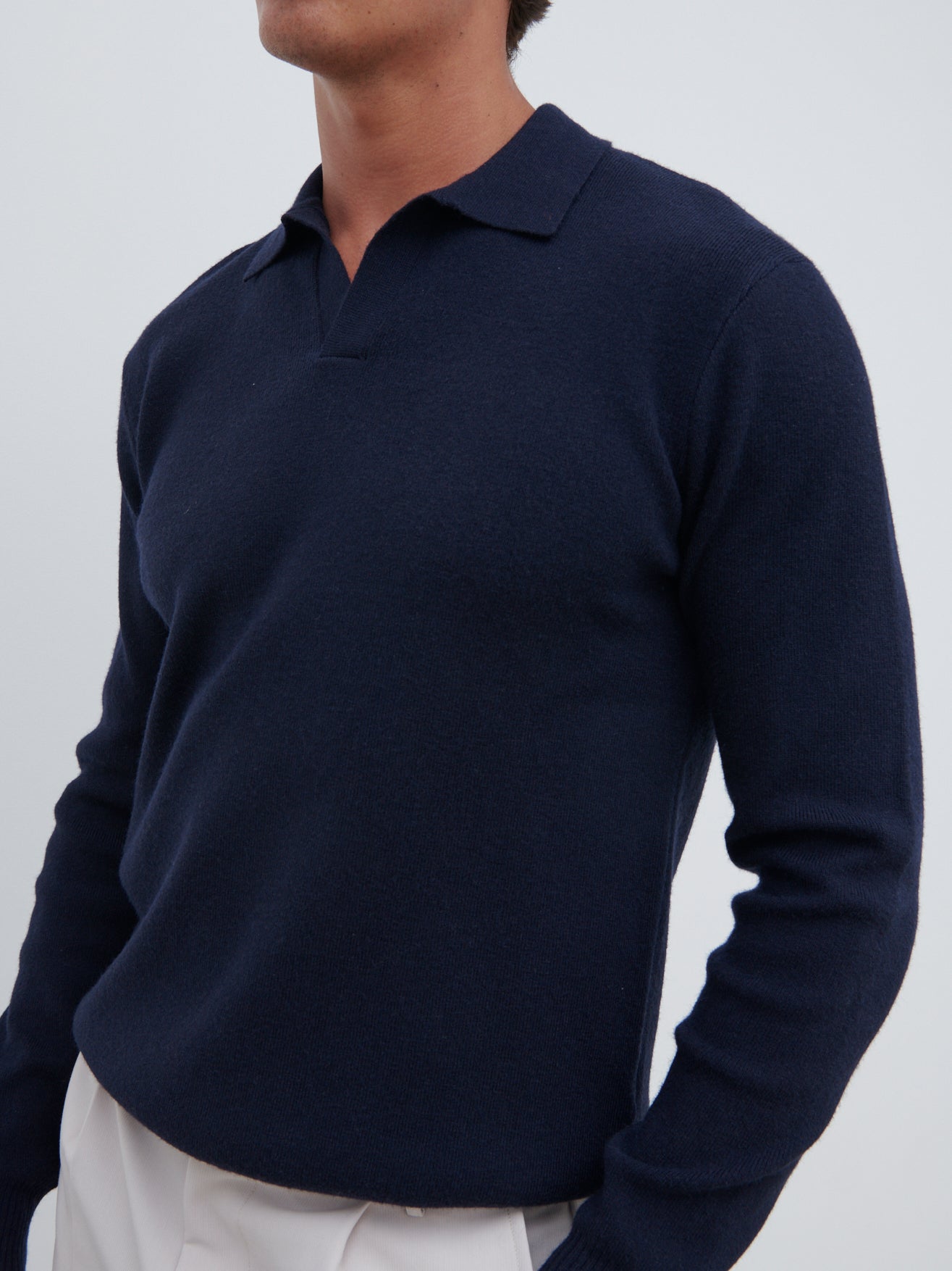 Owen Long Sleeve Knit Polo - Navy