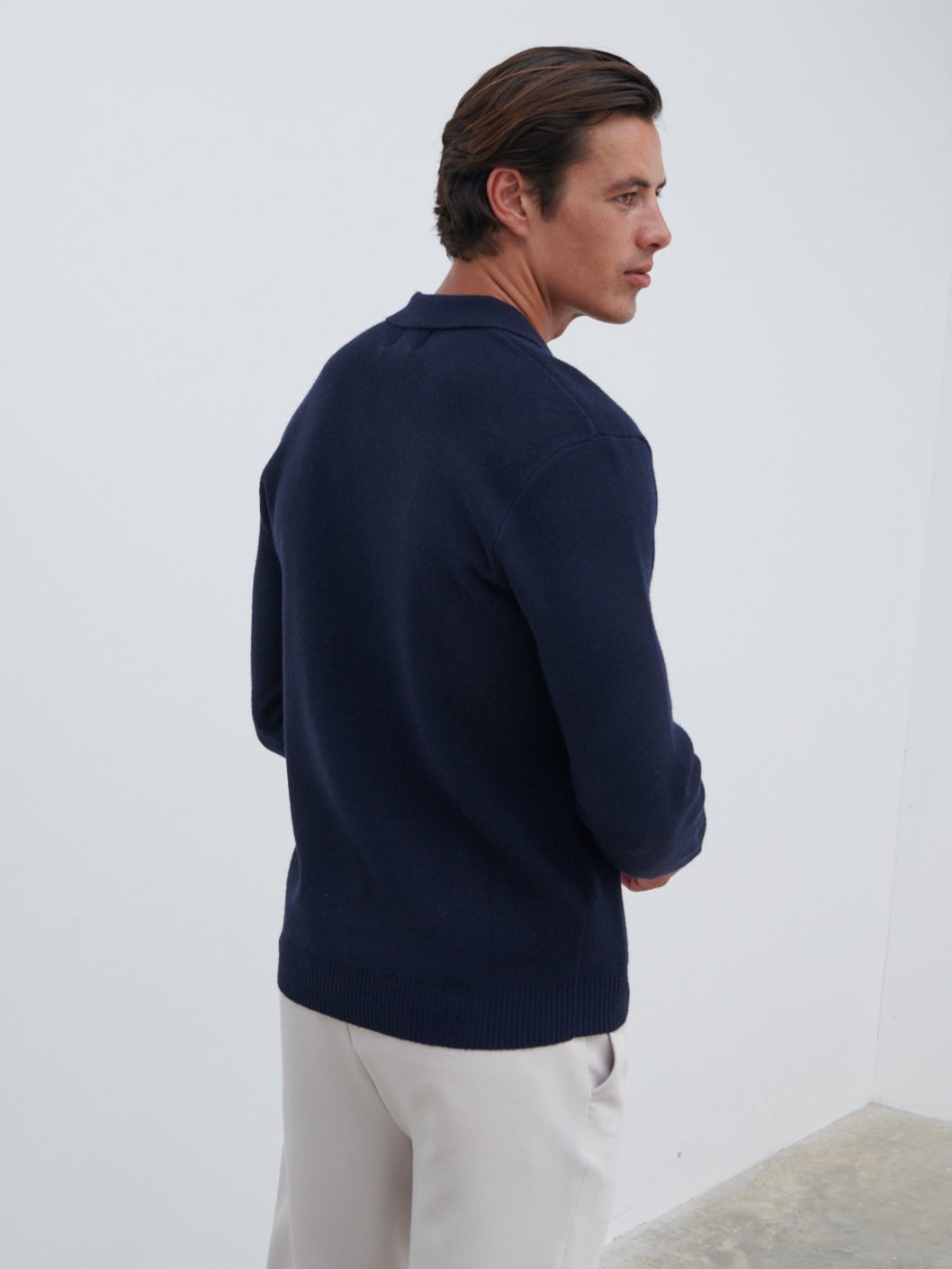 Owen Long Sleeve Knit Polo - Navy