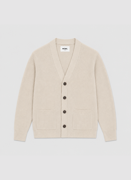 Percey Ribbed Knit Pocket Cardigan - Beige Marl – Nobl