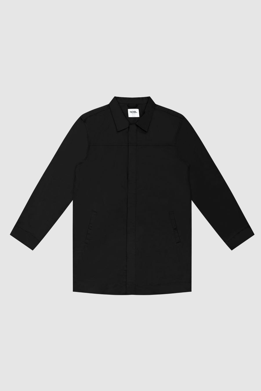 Pierre Long Sleeve Long Line Collared Coat Black