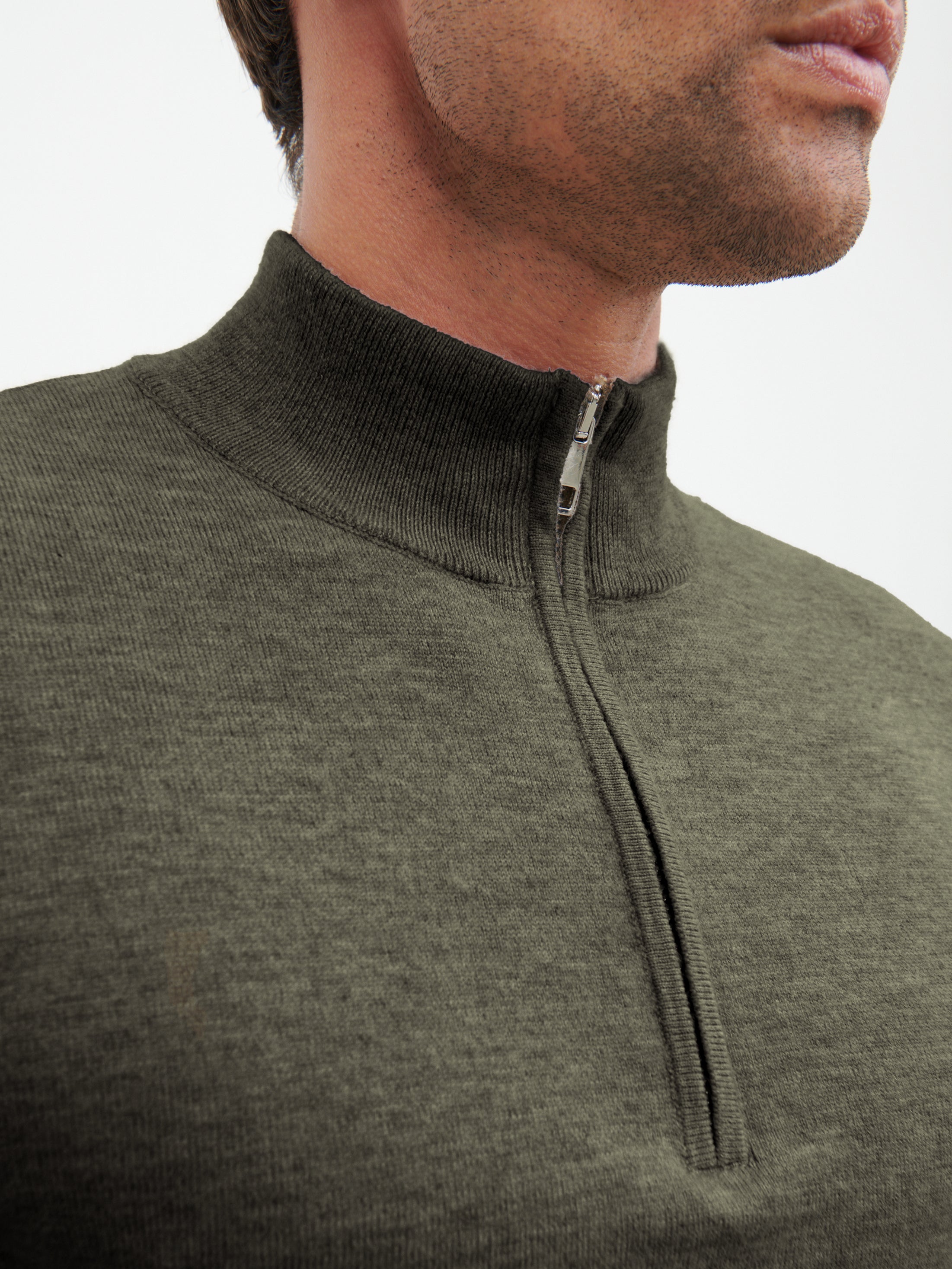 Radcliffe Quarter Zip Knit Jumper - Dark Olive