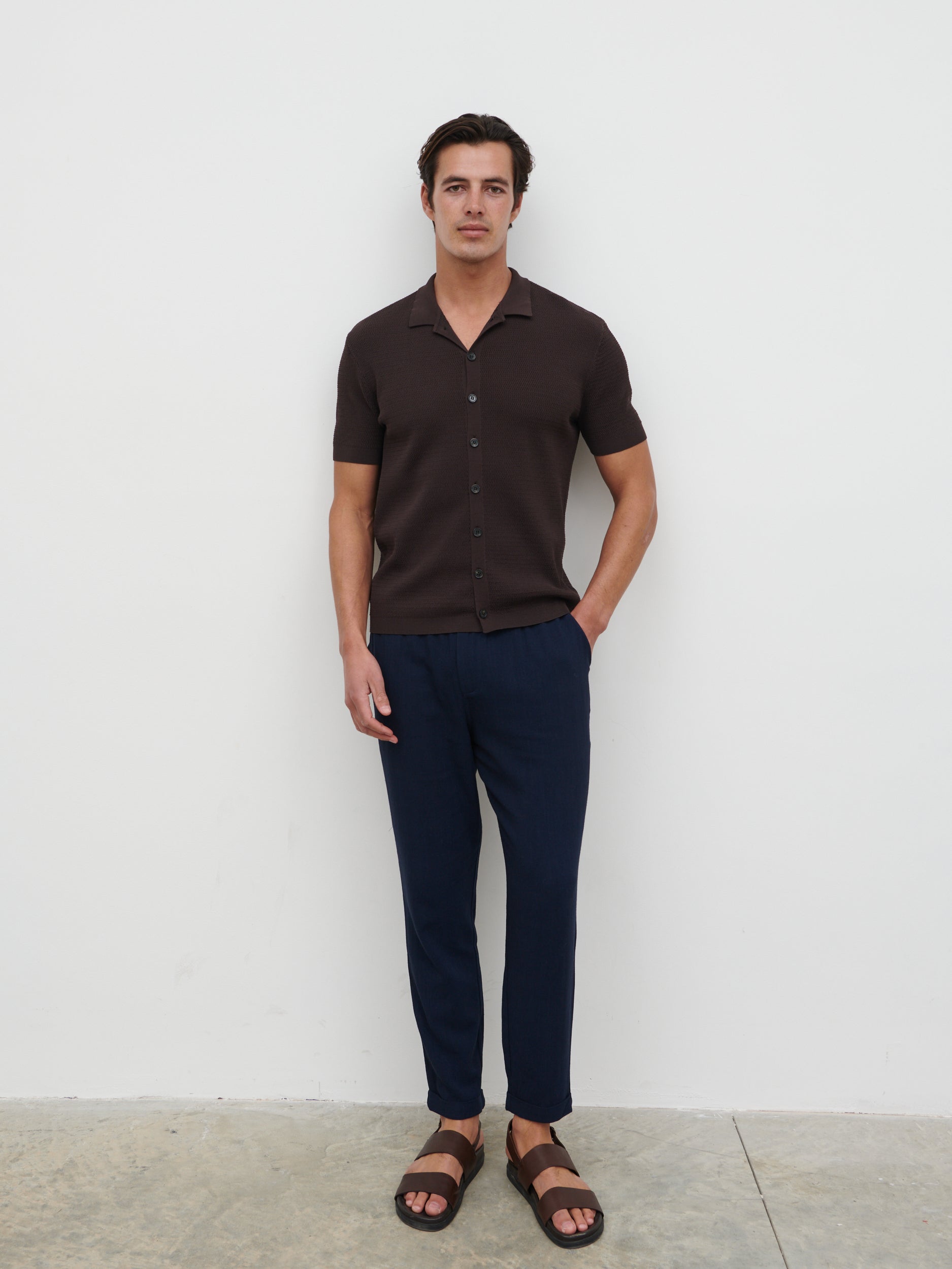 Elliot Knit Shirt - Chocolate Brown