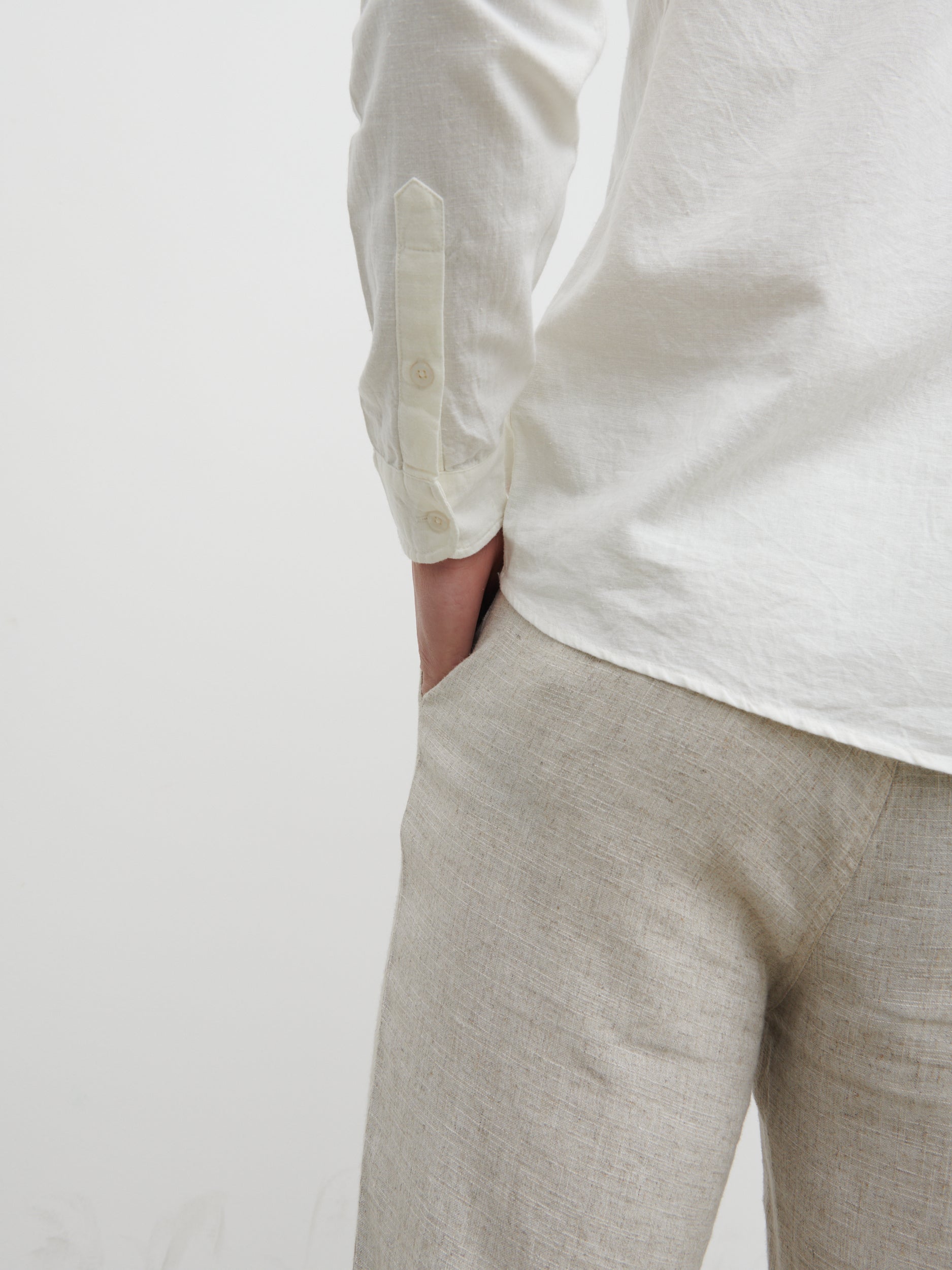 Reid Long Sleeve Linen Shirt - White