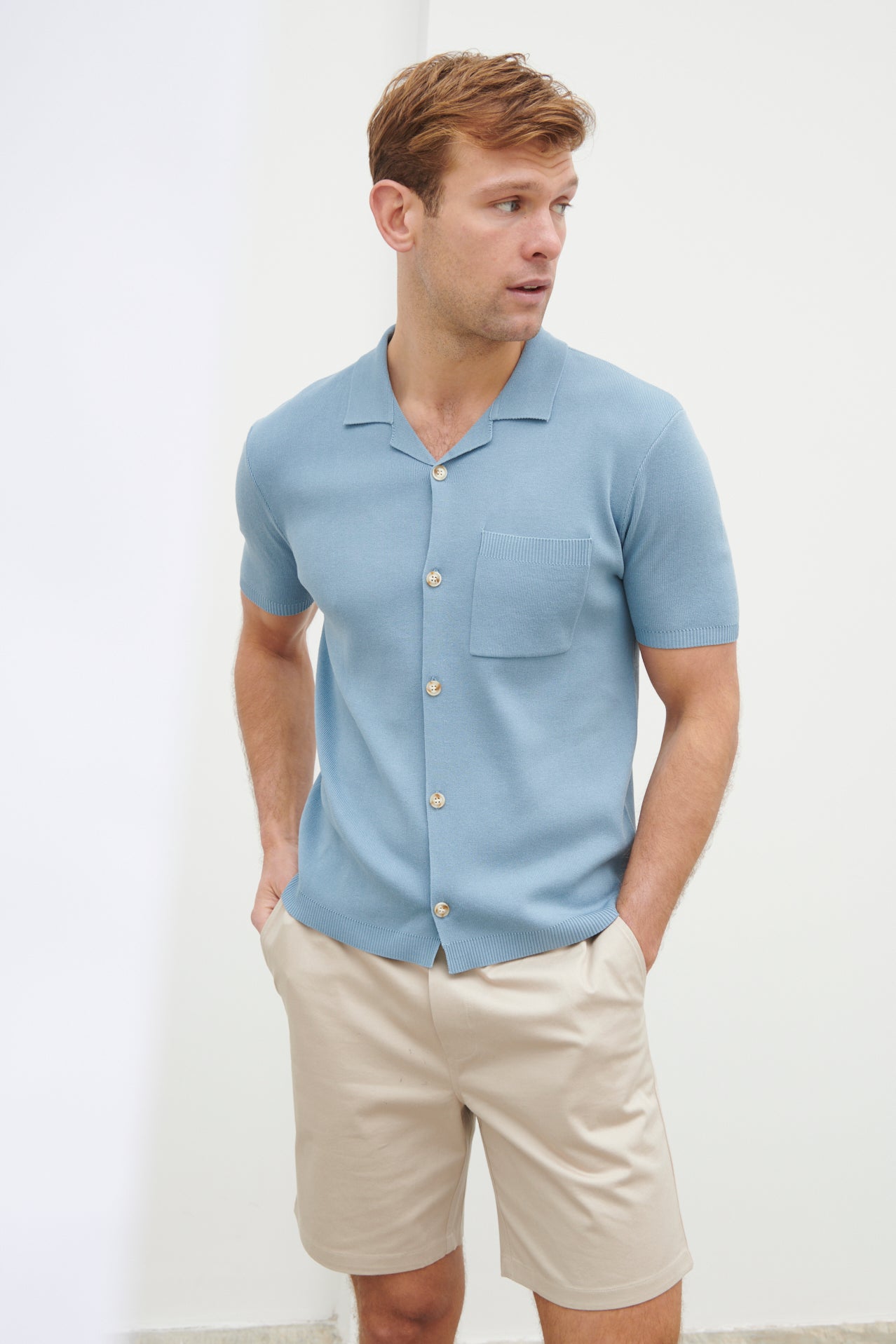 Rueben Knitted Shirt - Costal Blue