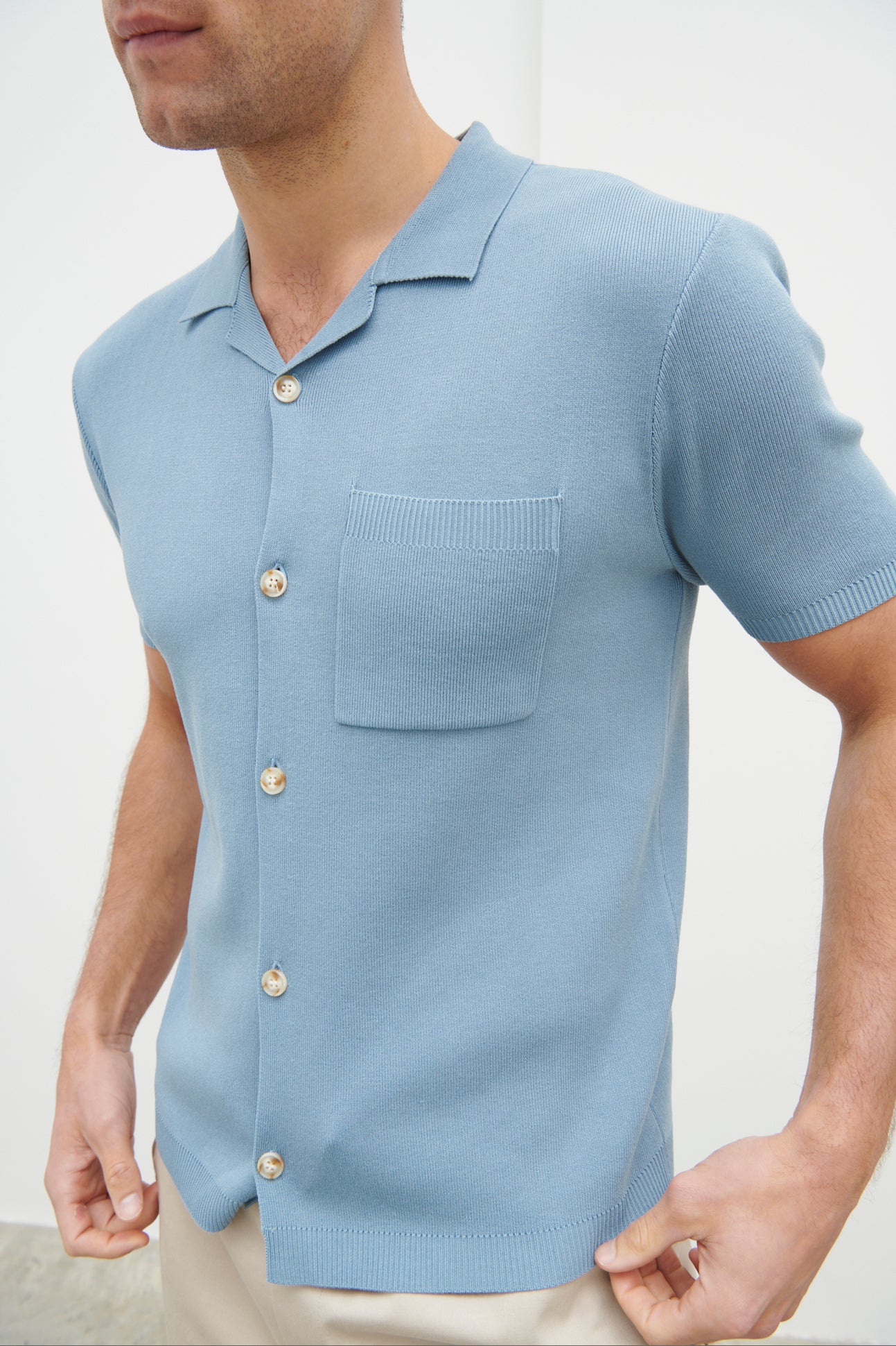 Rueben Knitted Shirt - Costal Blue