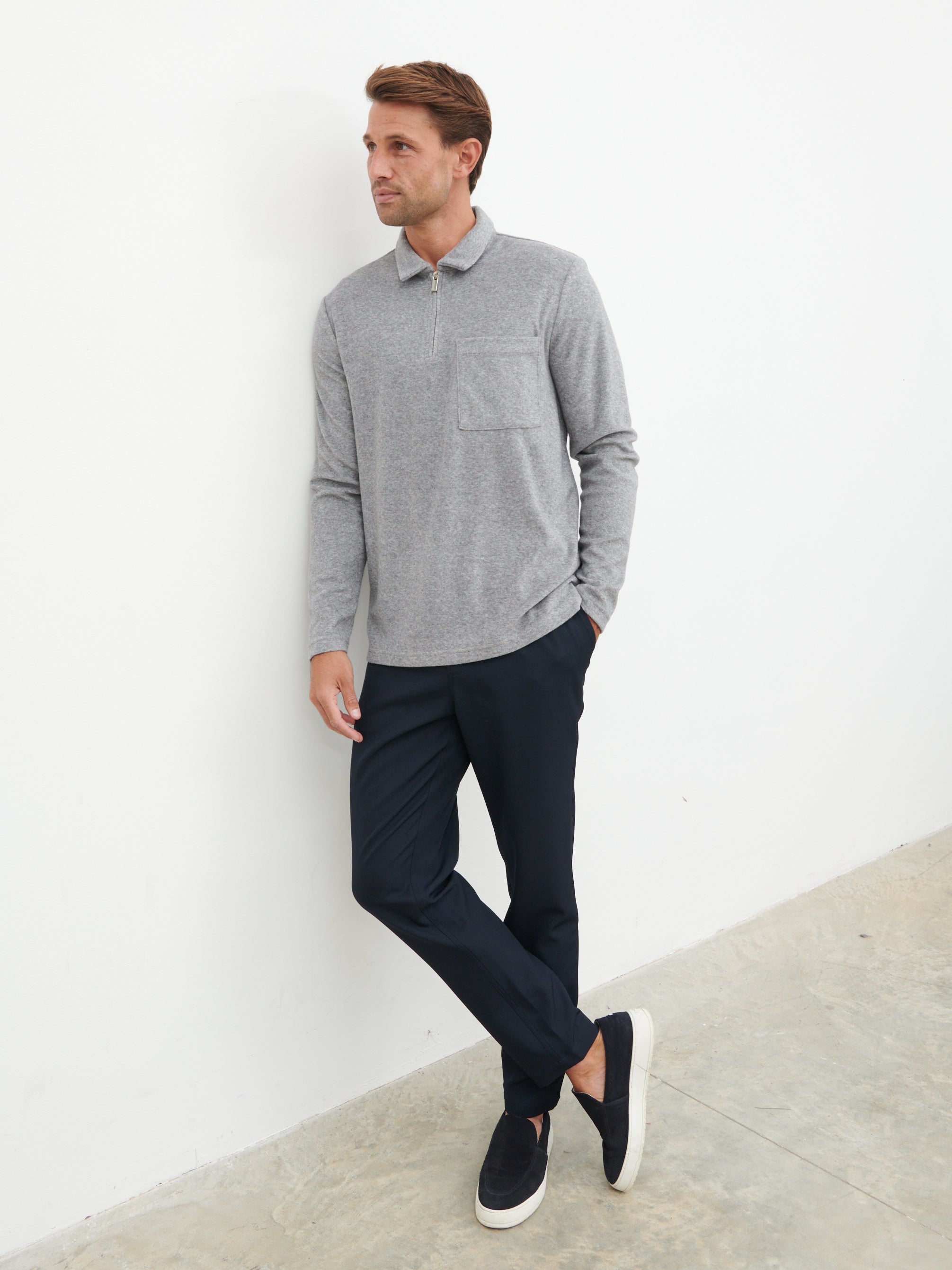 Rio Zip Towelling Polo - Charcoal
