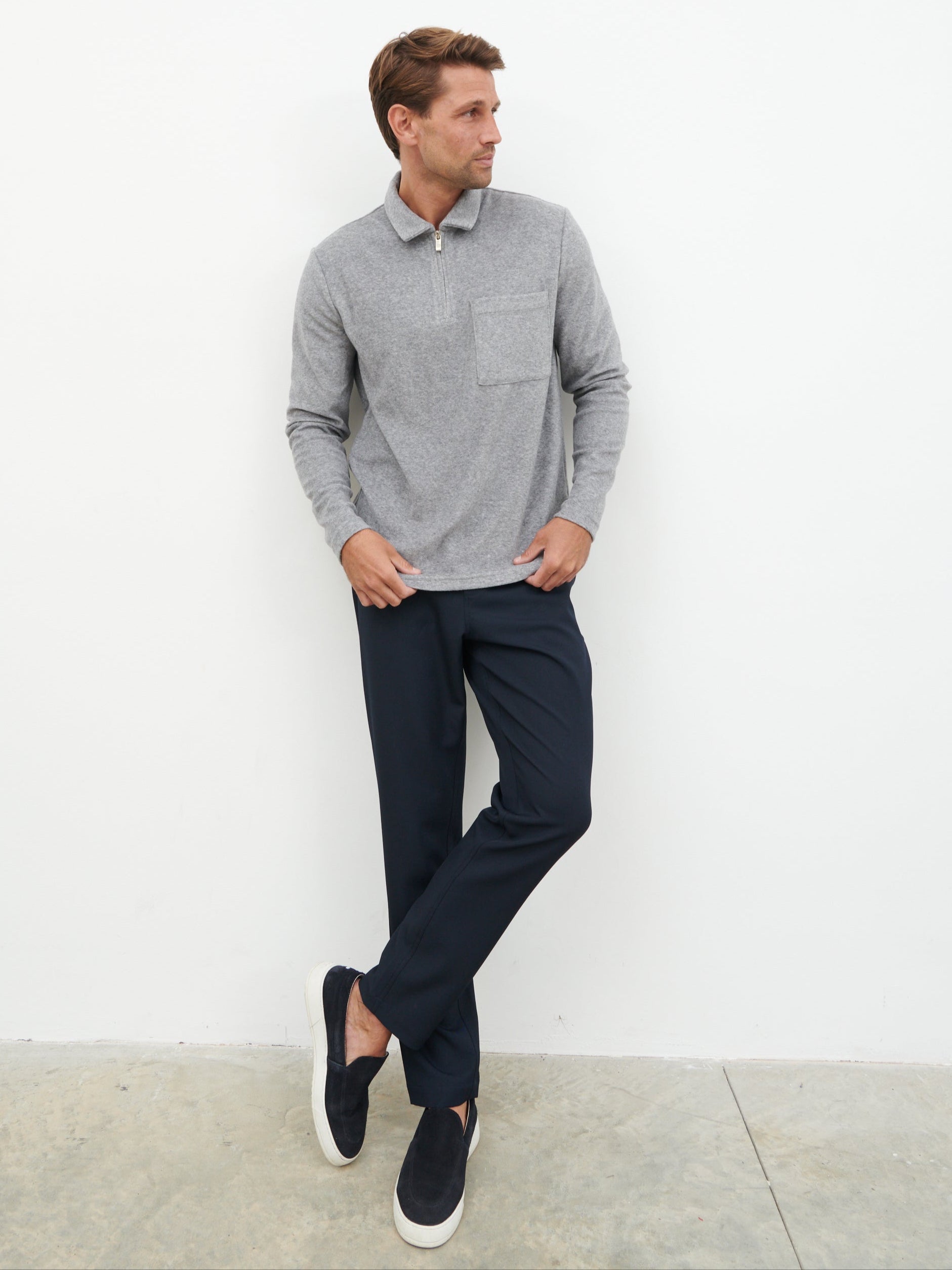 Rio Zip Towelling Polo - Charcoal