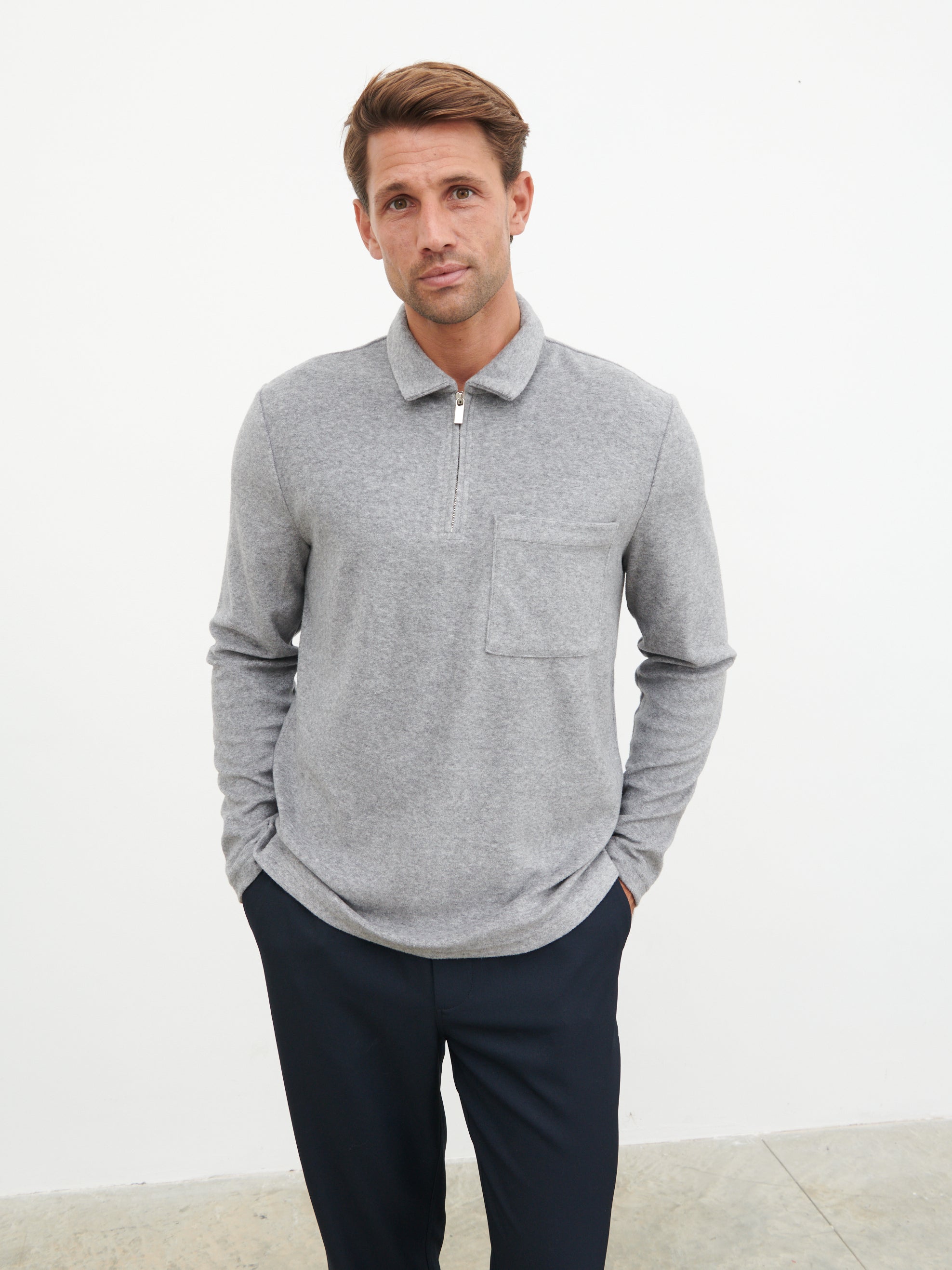 Rio Zip Towelling Polo - Charcoal