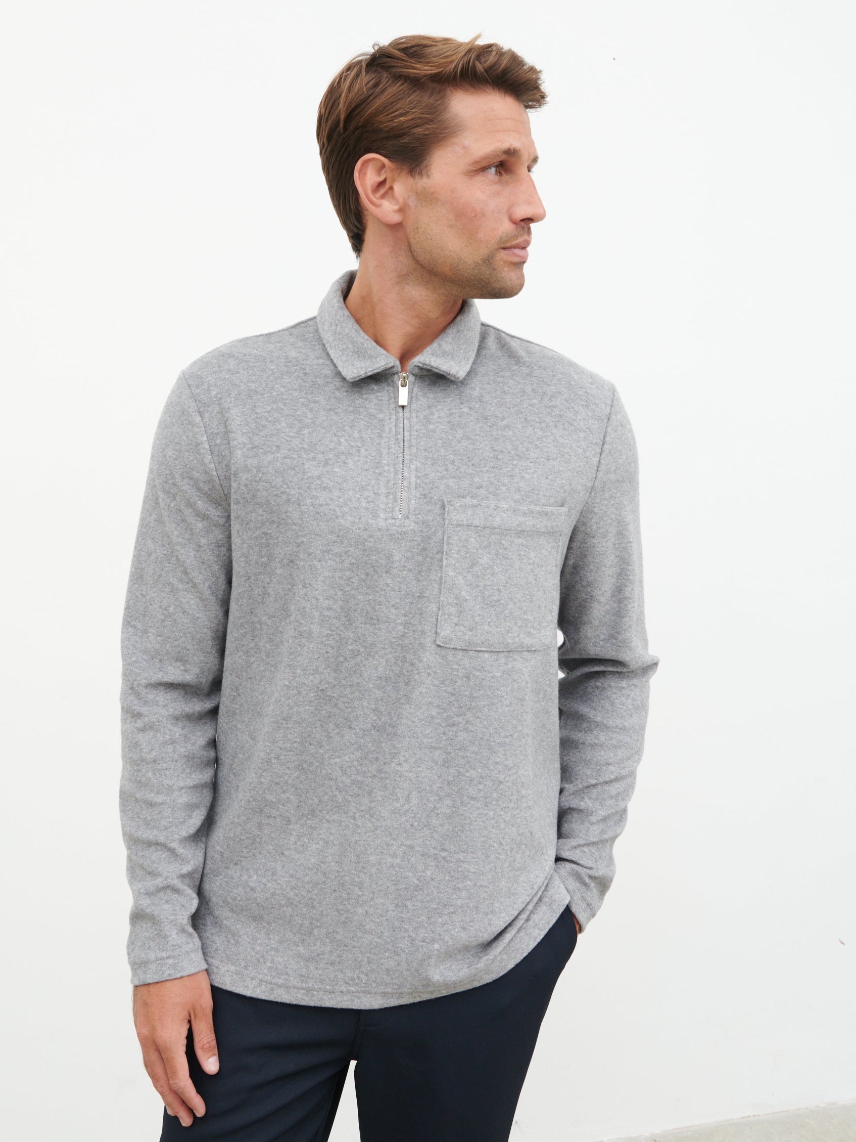 Rio Zip Towelling Polo - Charcoal