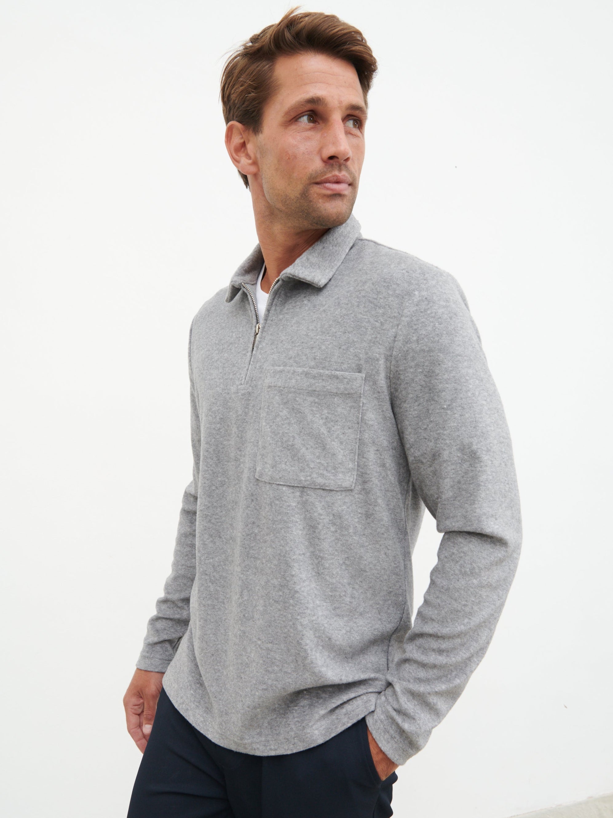 Rio Zip Towelling Polo - Charcoal