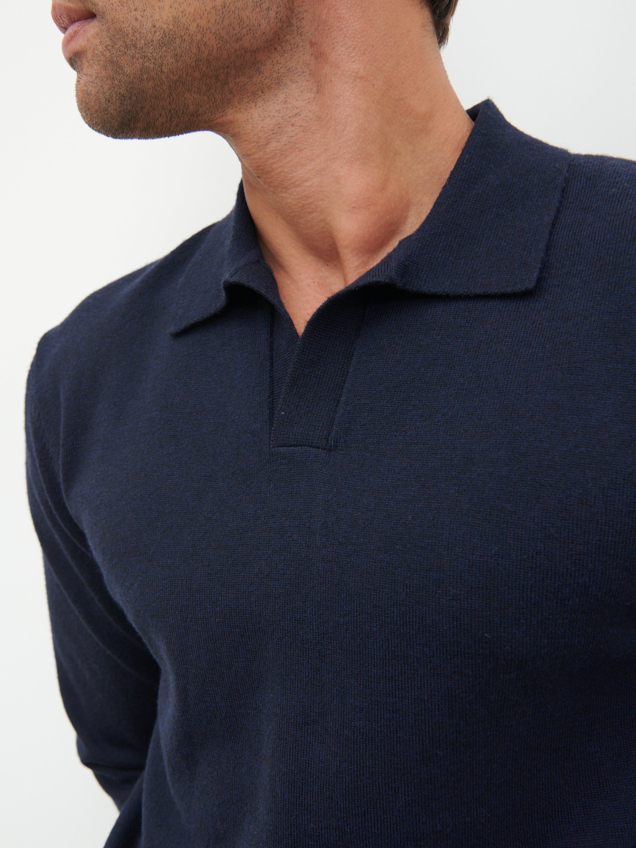 Robin Long Sleeve Lightweight Knit Polo - Navy
