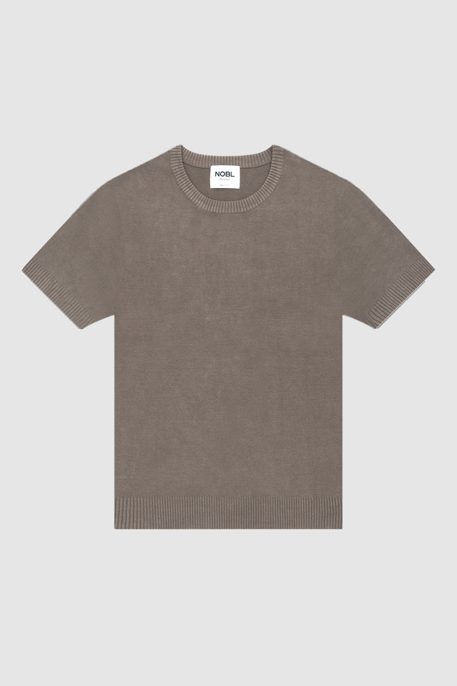 Roman Short Sleeve Crew Neck Knit Top Taupe