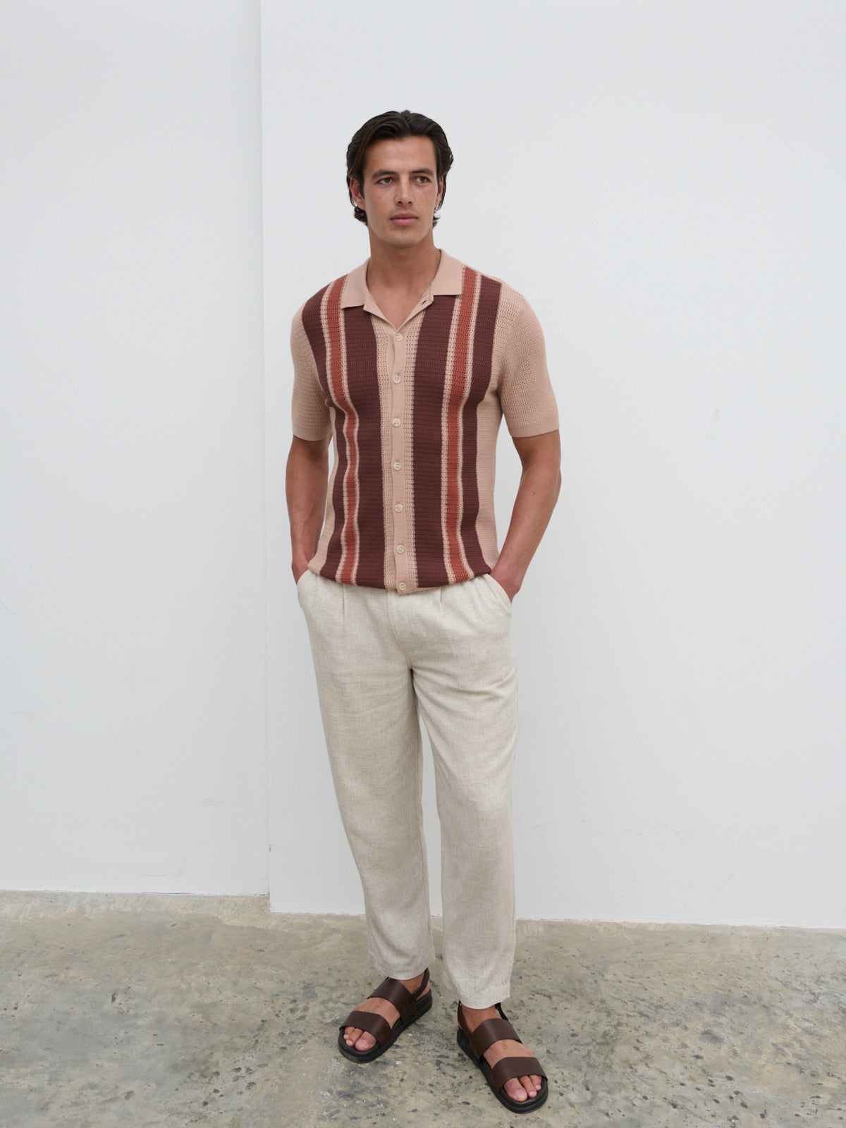 Samuel Short Sleeve Weave Knit Shirt Terracotta Clay