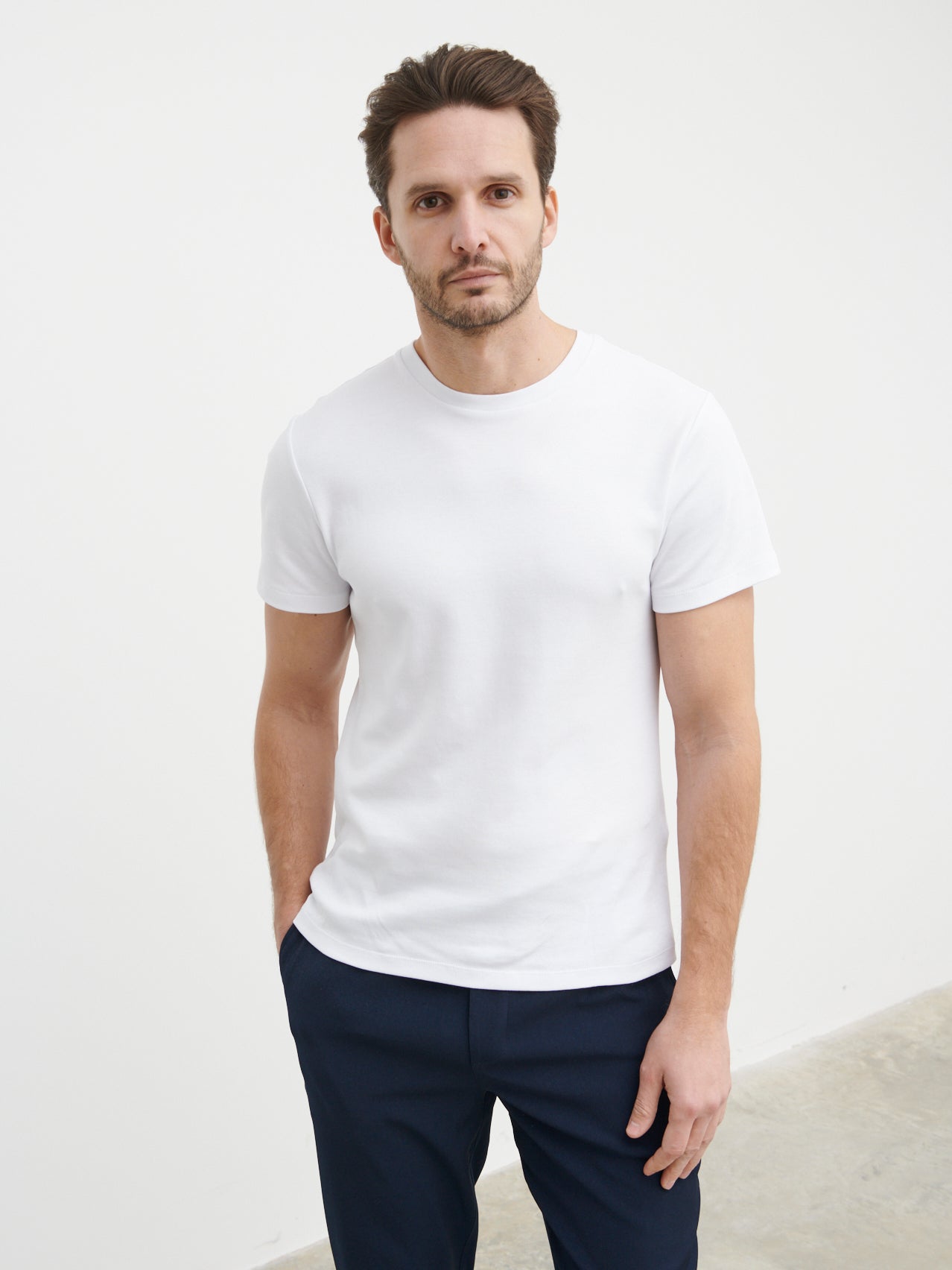 Seth Slim Fit Cotton T-shirt - White