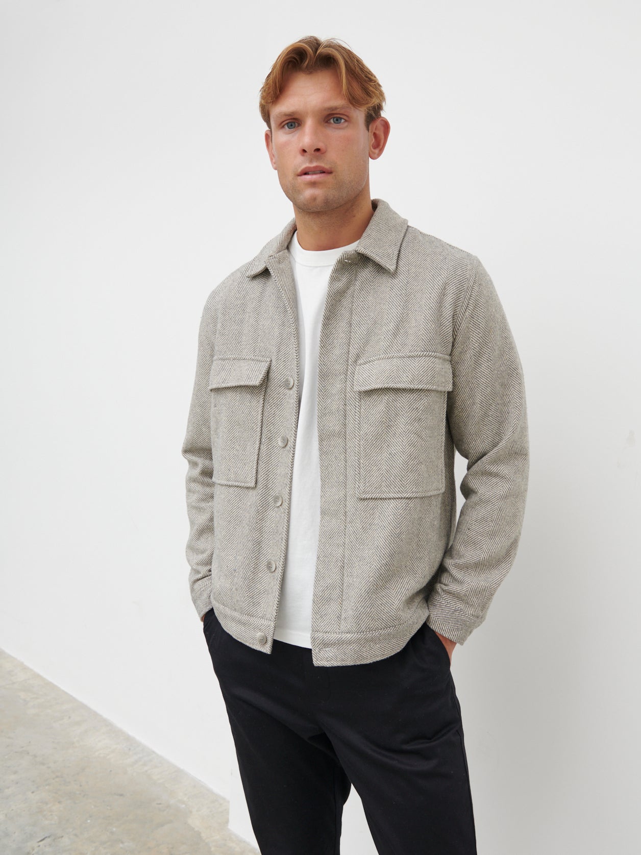 Spencer Herringbone Jacket Cream