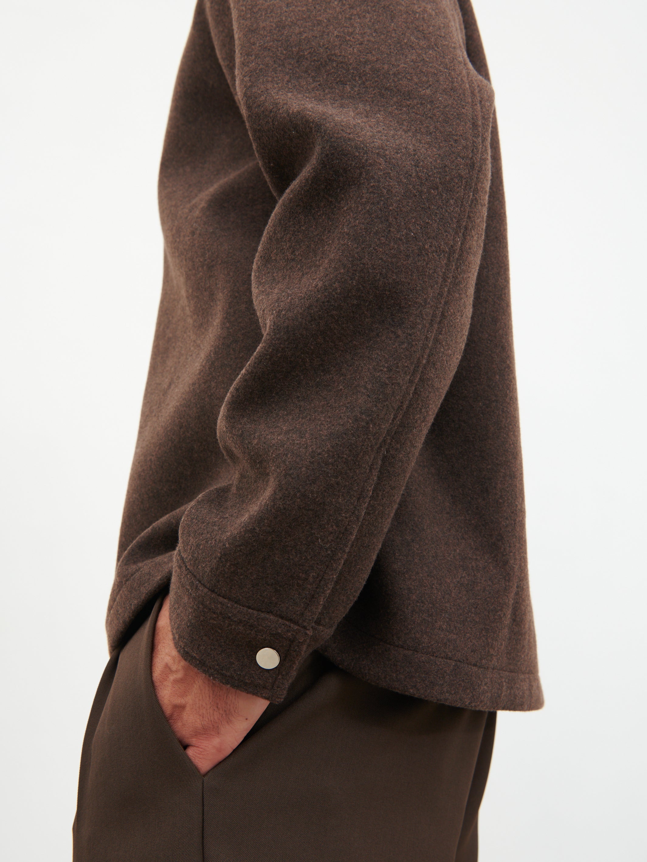 Stan Felted Zip Up Jacket - Chocolate Marl