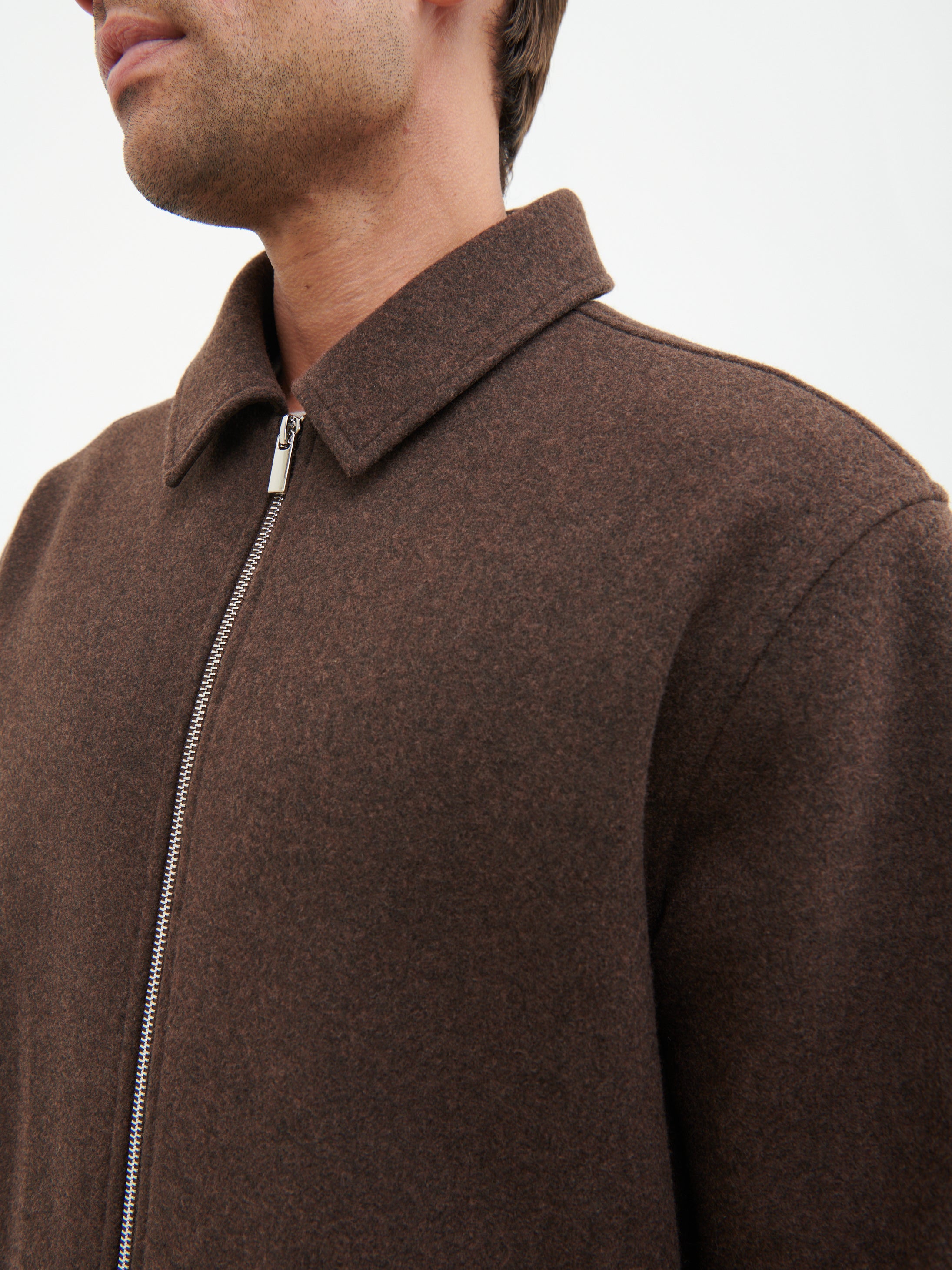 Stan Felted Zip Up Jacket - Chocolate Marl