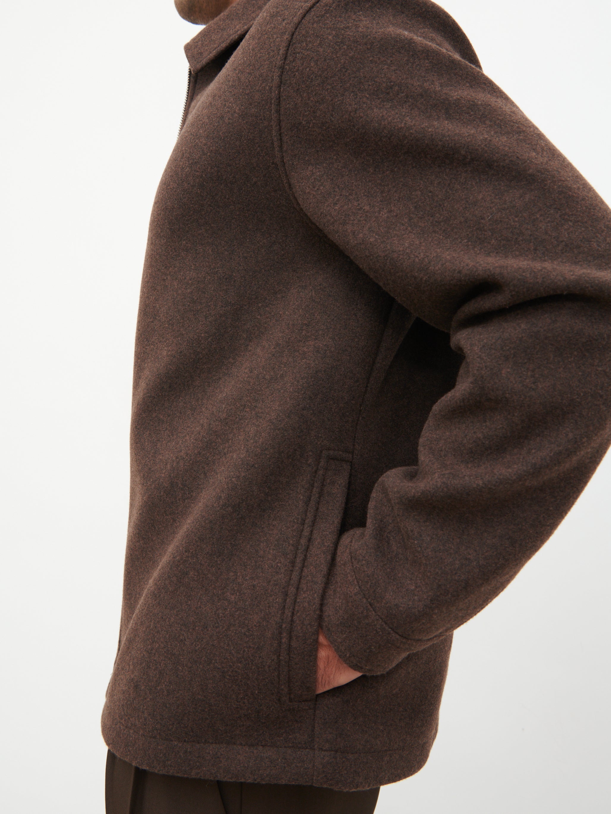 Stan Felted Zip Up Jacket - Chocolate Marl