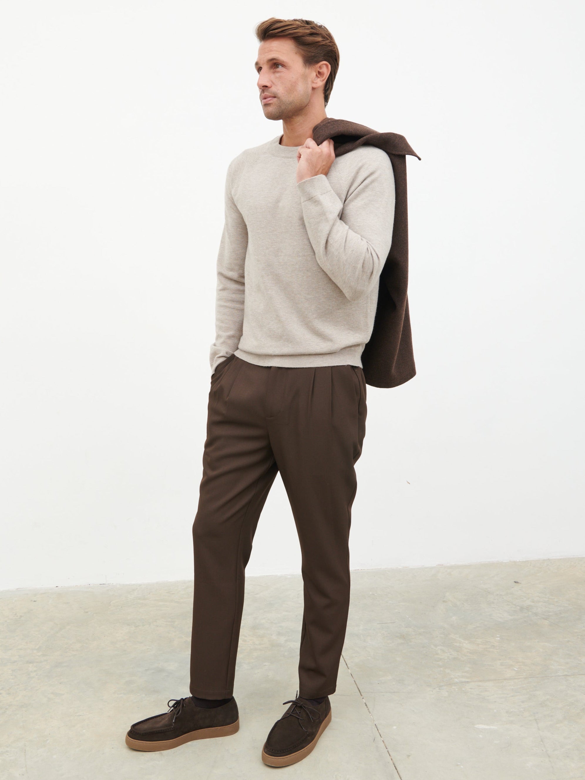 Stan Felted Zip Up Jacket - Chocolate Marl