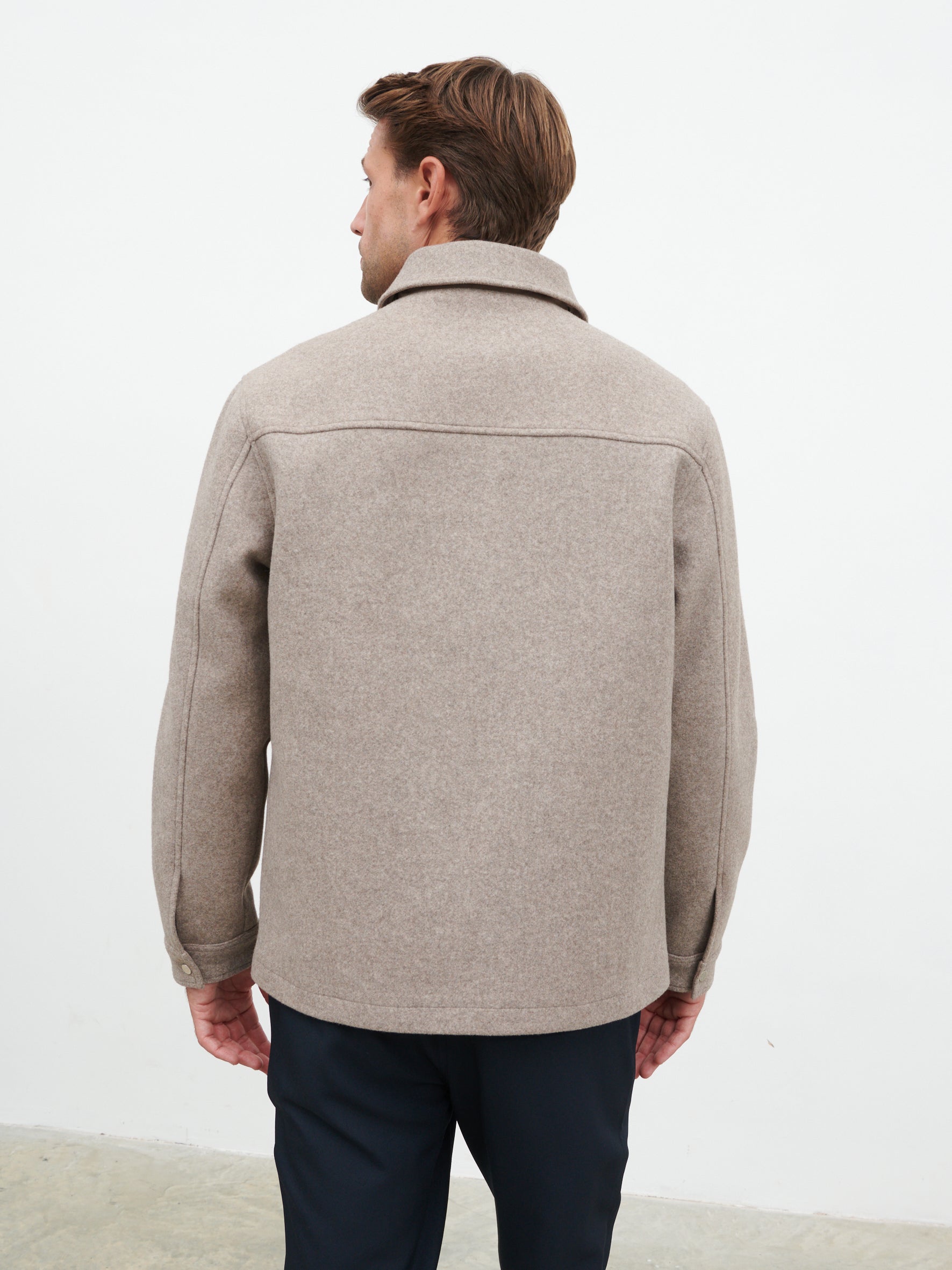 Stan Felted Zip Up Jacket - Beige Marl