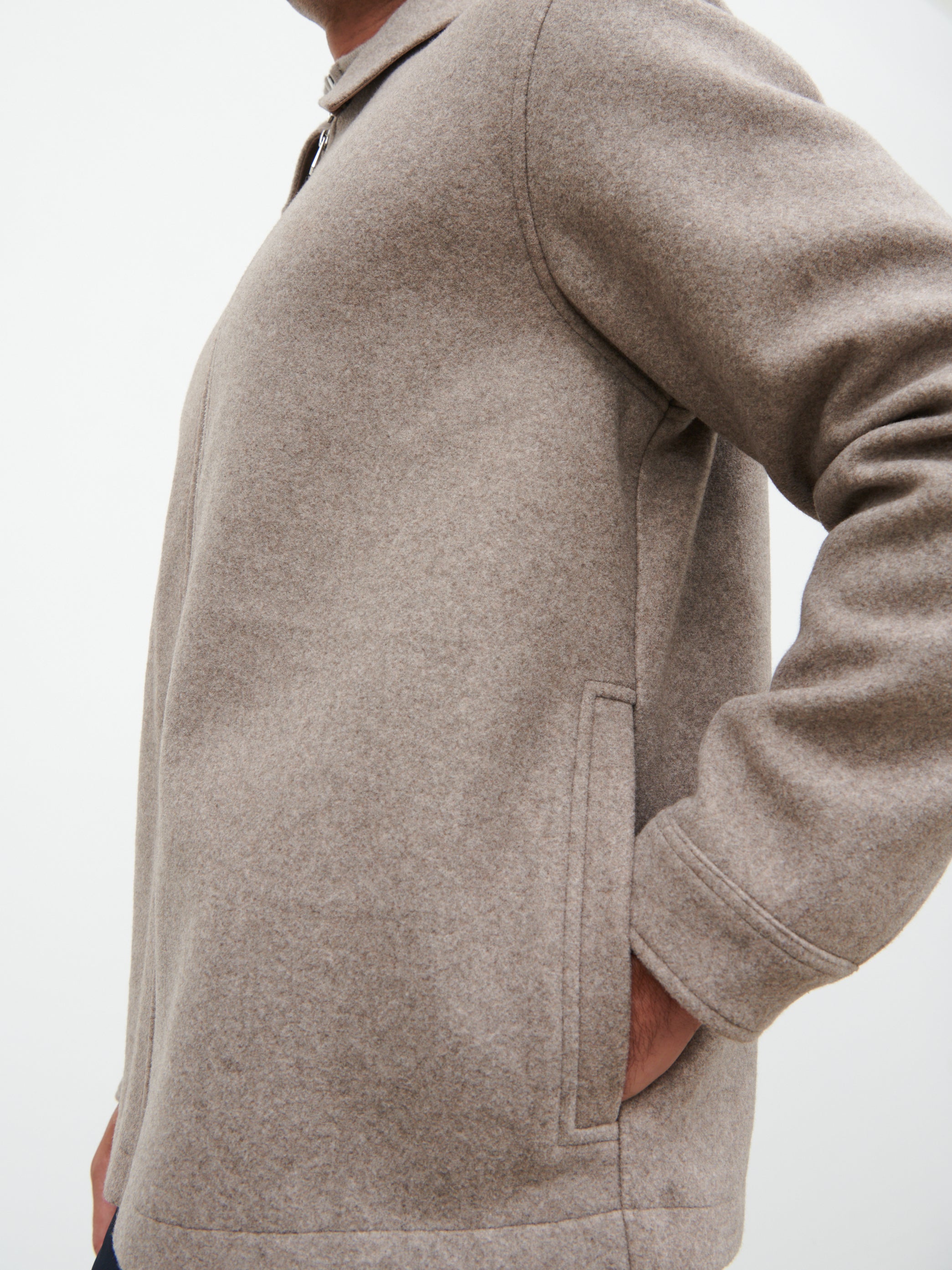 Stan Felted Zip Up Jacket - Beige Marl
