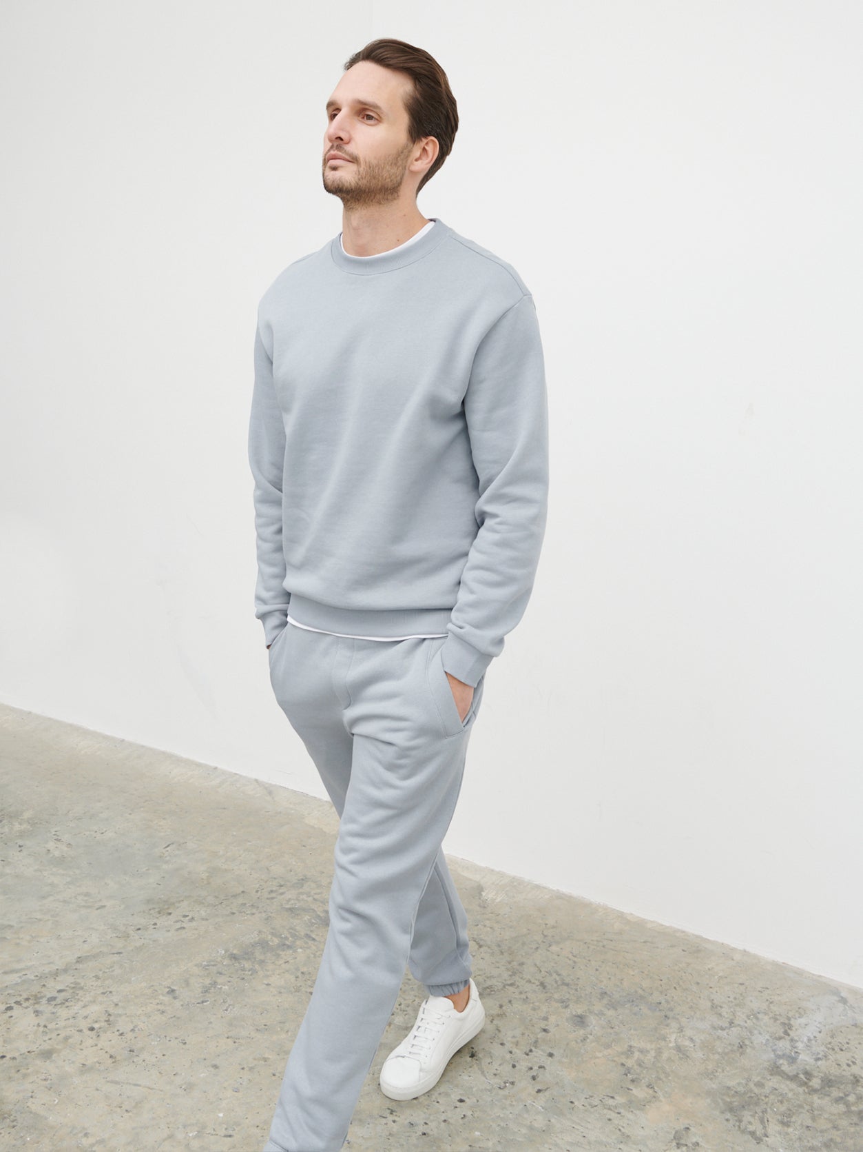 Joshua Cotton Sweatshirt - Grey Blue