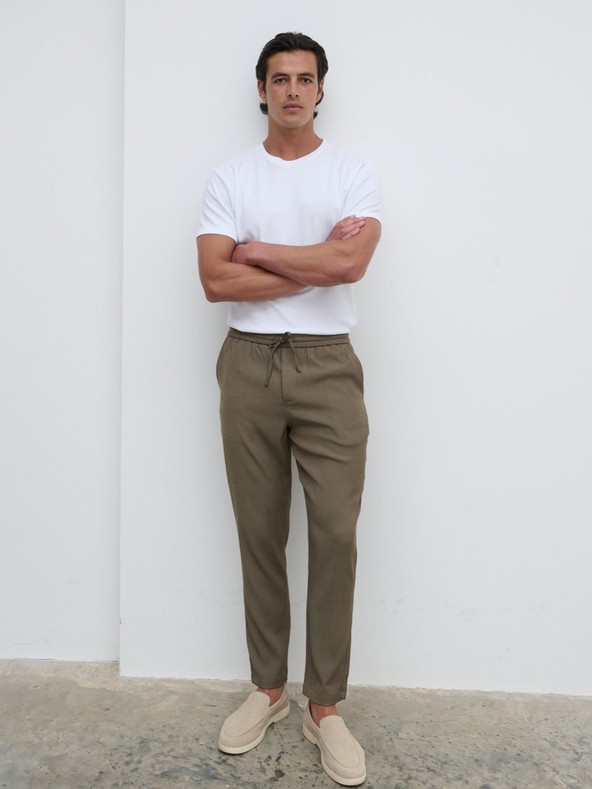 Timothe Drawstring Trouser - Dark Olive Grey