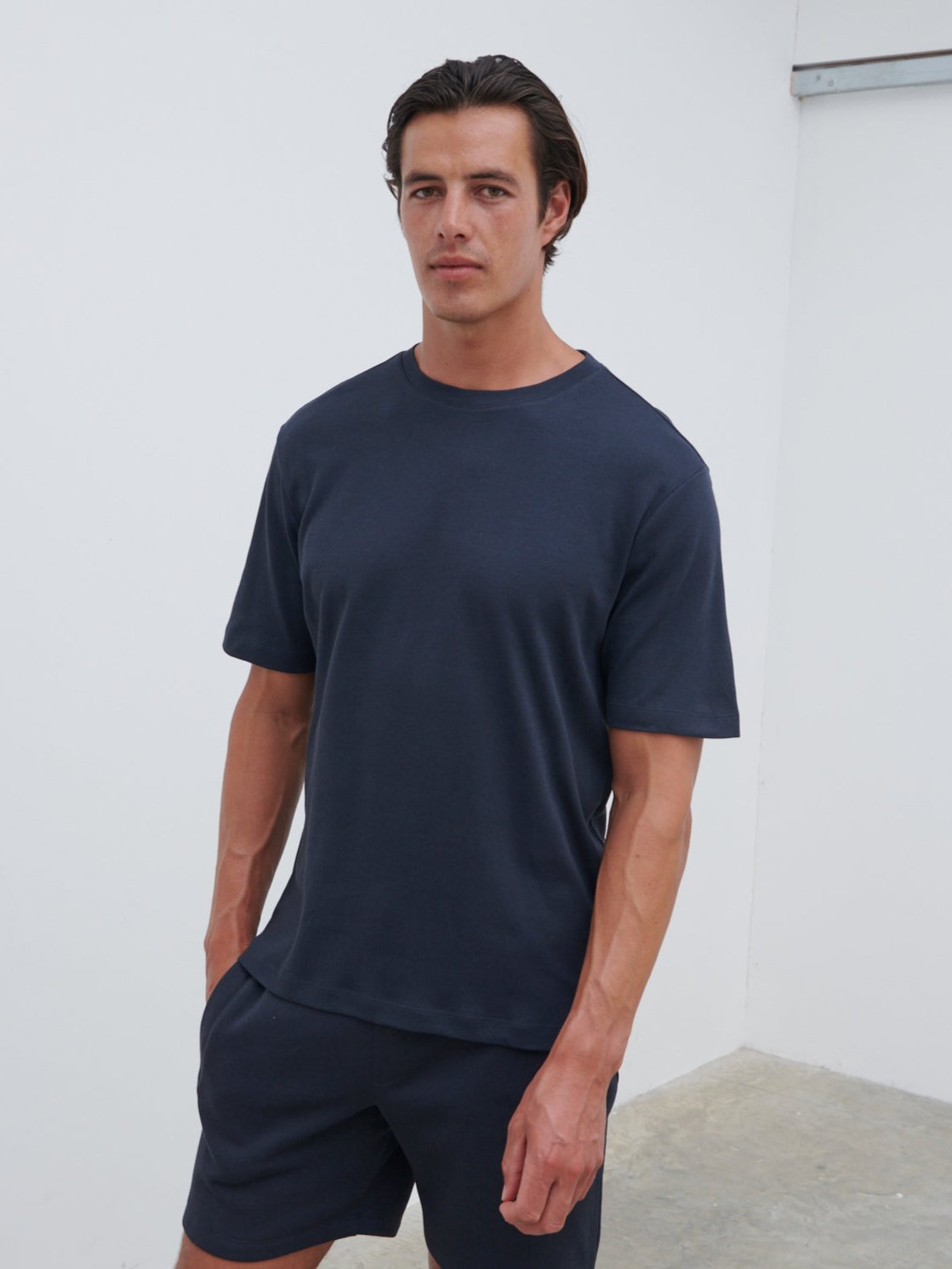 Tobias Relaxed Cotton T-shirt - Blue Graphite