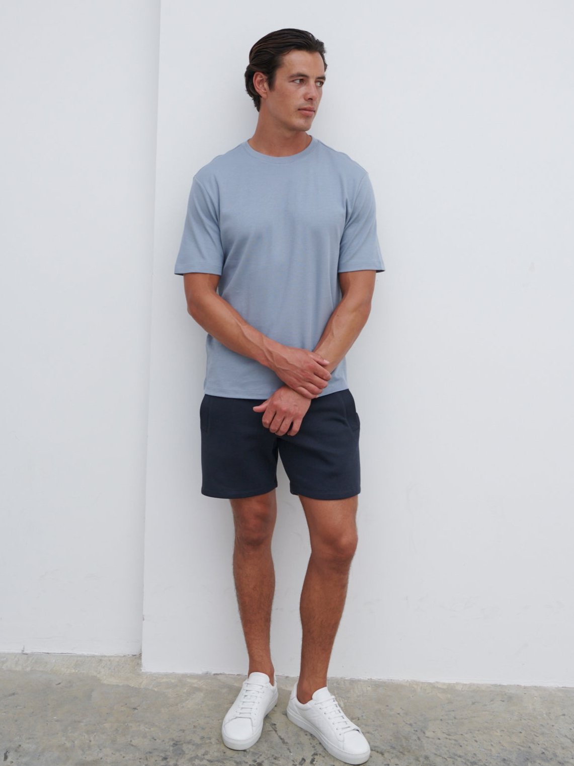 Tobias Relaxed Cotton T-shirt - Grey Blue