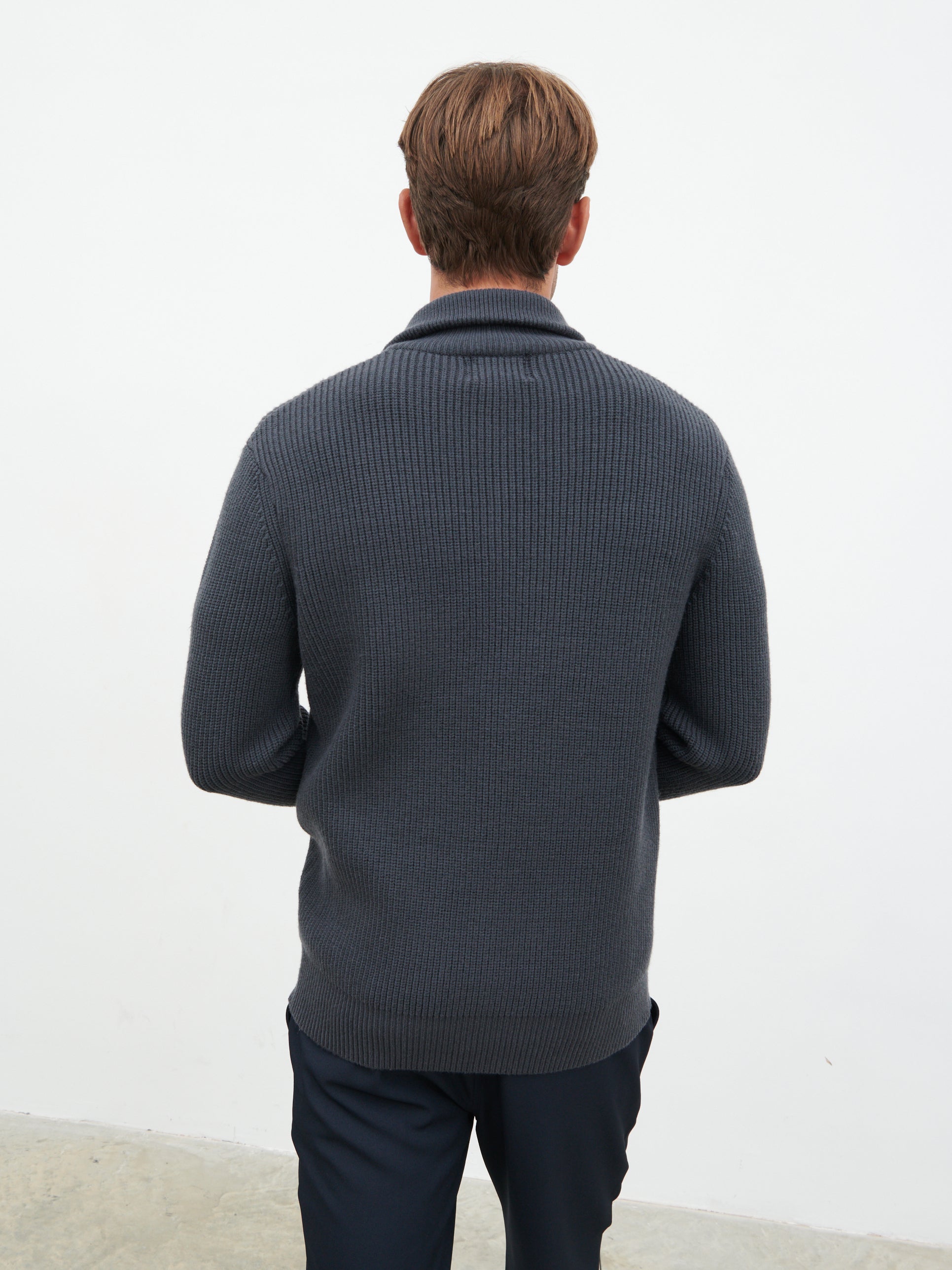 Tucker Double Zip Knit Jacket - Charcoal Blue
