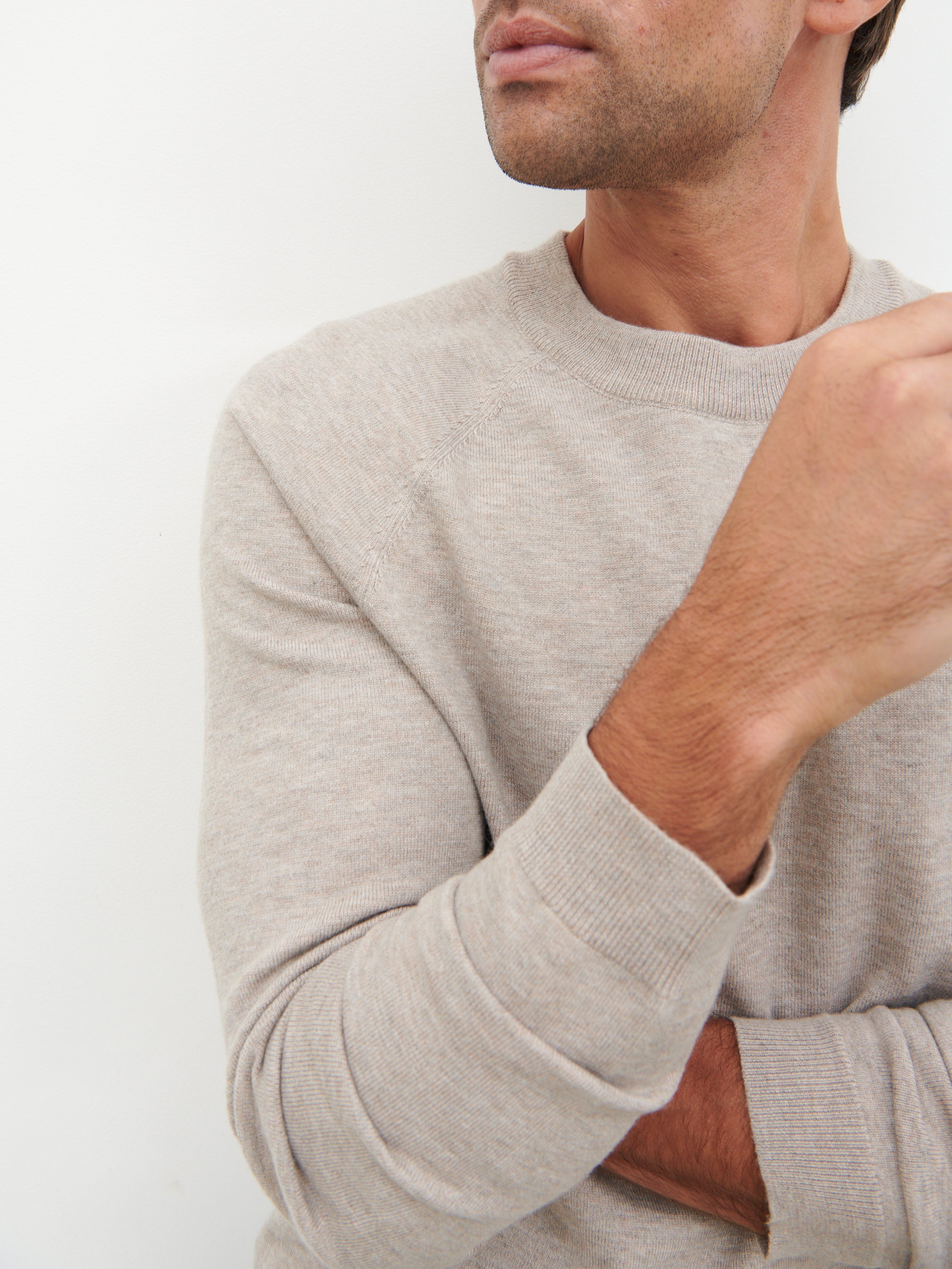 Wyatt Crew Neck Knit Jumper - Mushroom