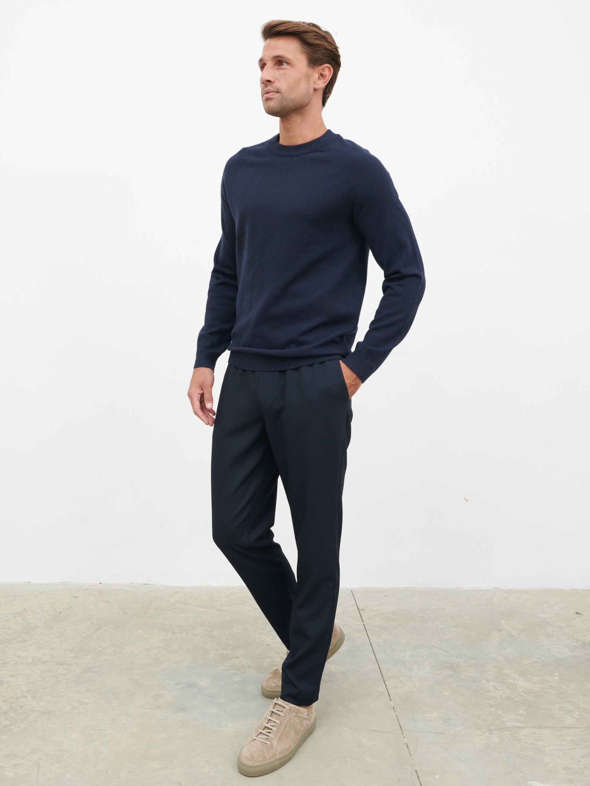 Wyatt Crew Neck Knit Jumper - Navy
