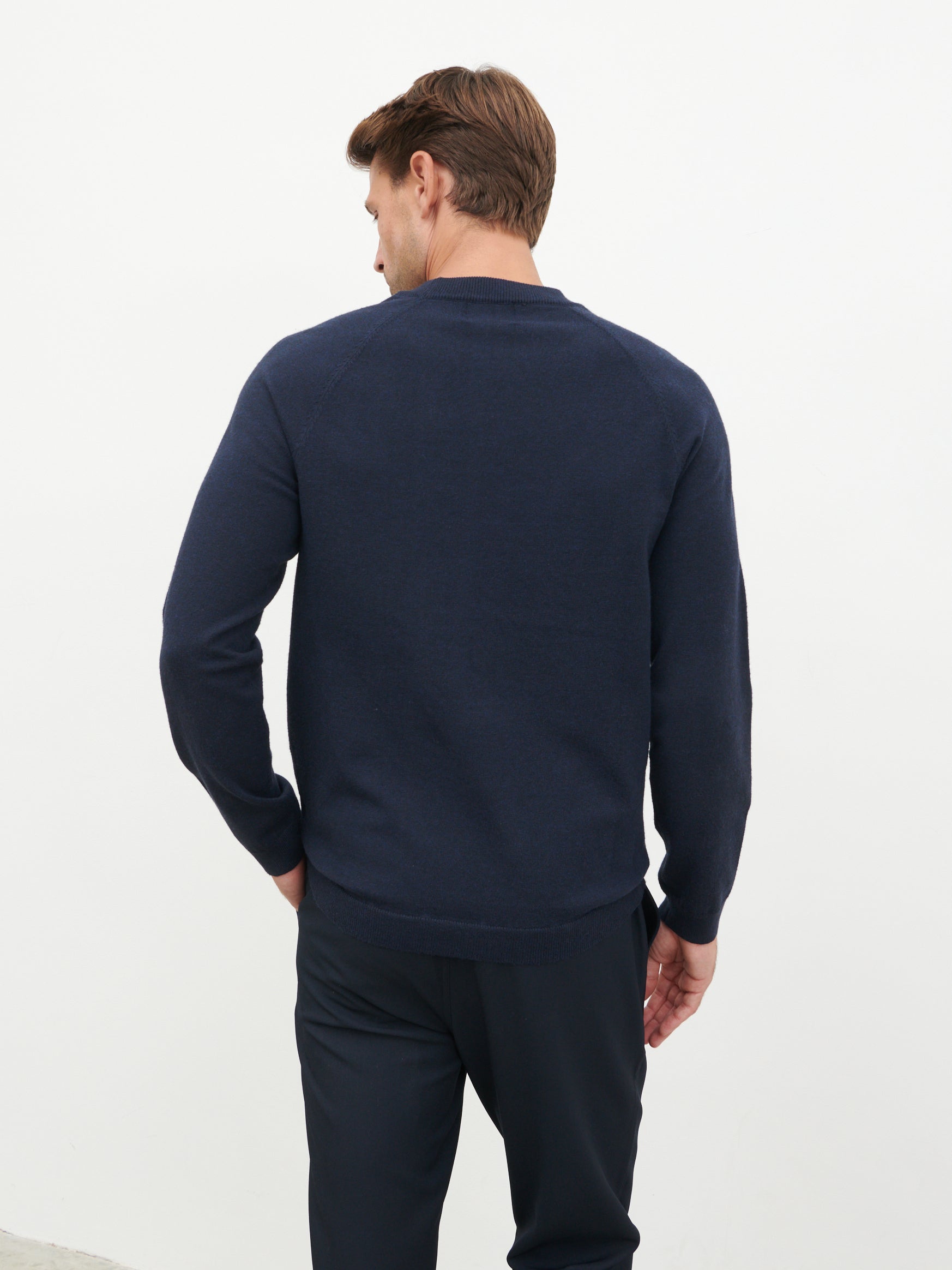 Wyatt Crew Neck Knit Jumper - Navy