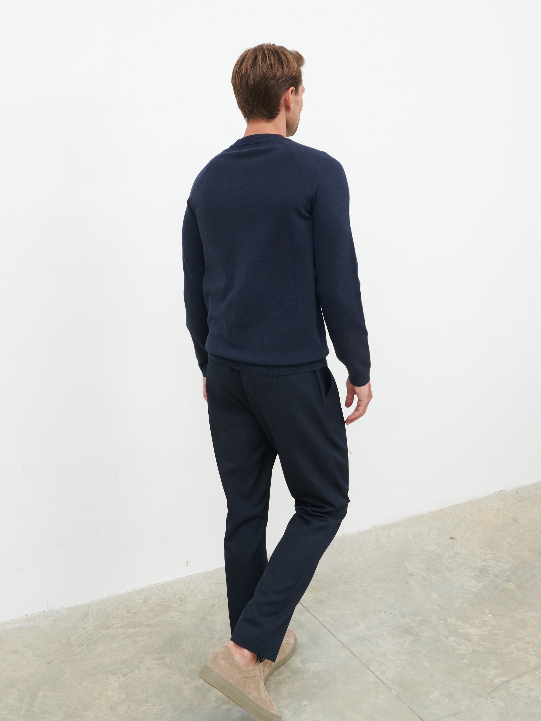 Wyatt Crew Neck Knit Jumper - Navy