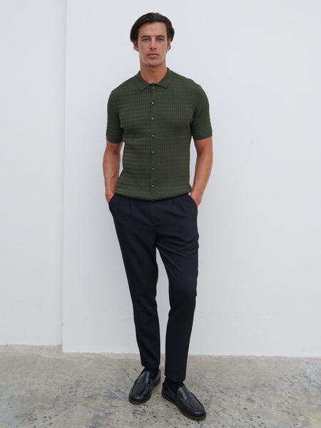 【MODERNIF】Washable Linen Cable Short Sleeve Knit modernif (モダンイフ) - ウォッシャブルリネンケーブル半袖