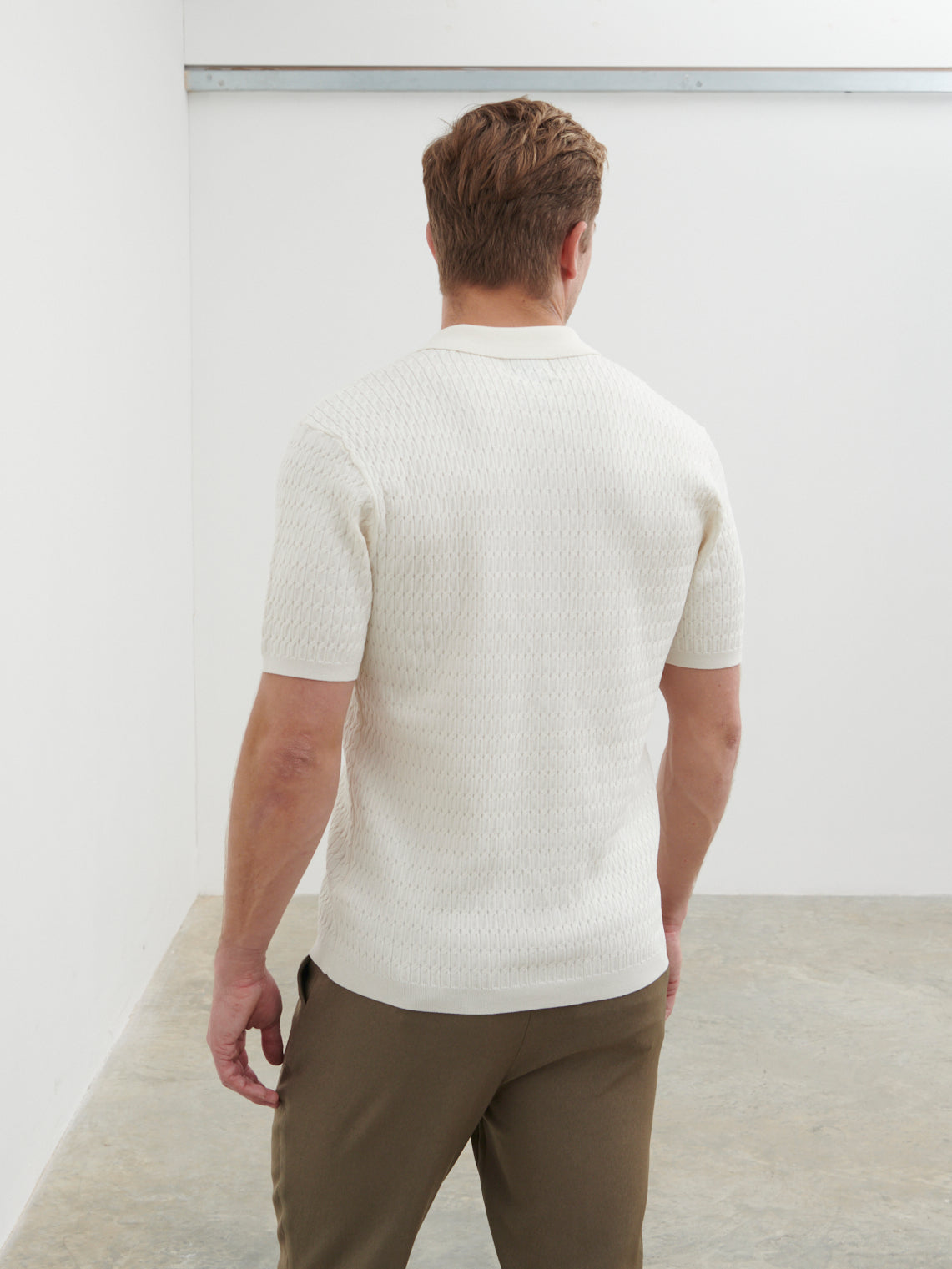 Xander Short Sleeve Cable Knit Shirt - Cream