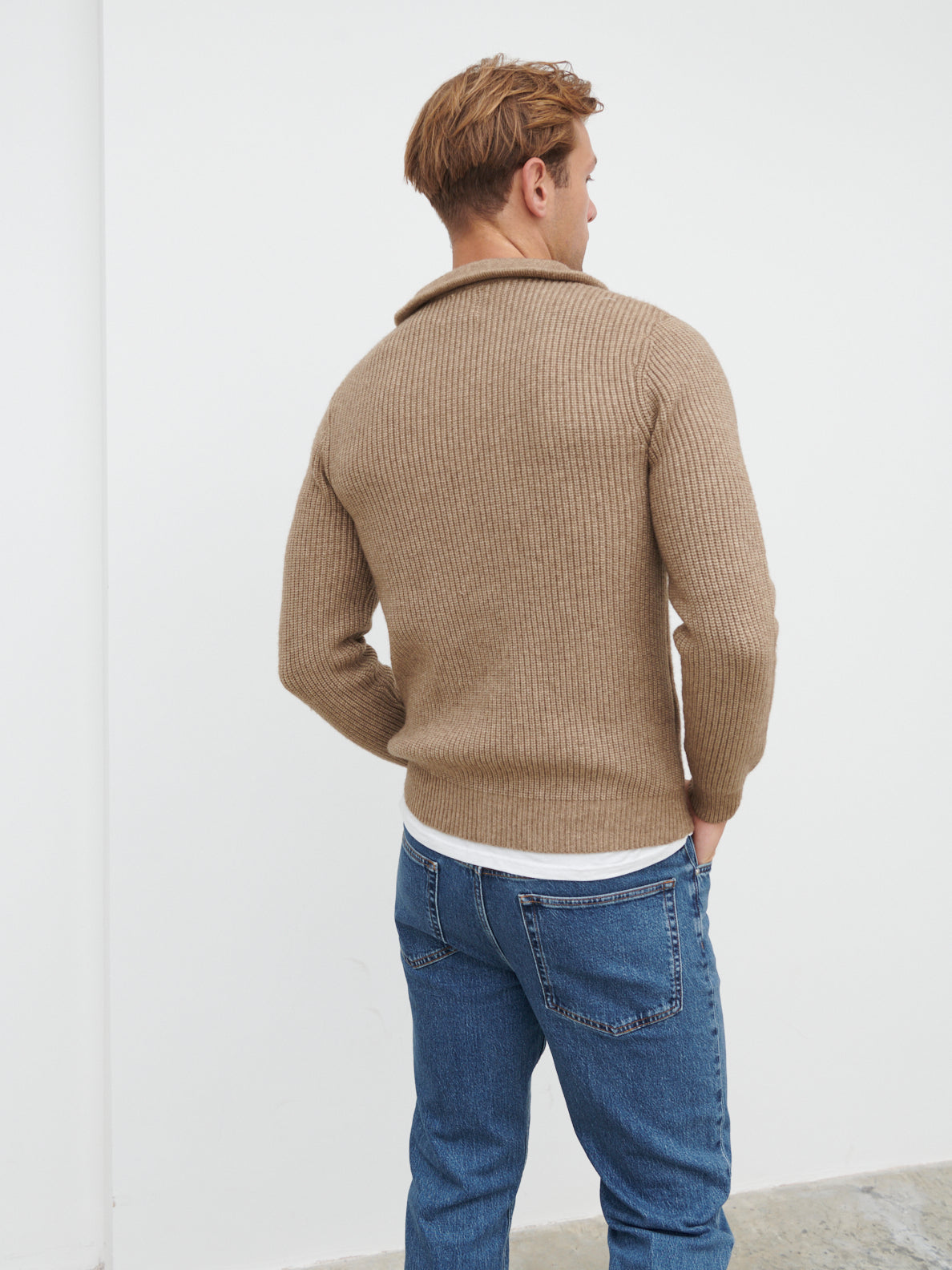 Zachary Half Zip Knit Jumper - Mushroom Marl